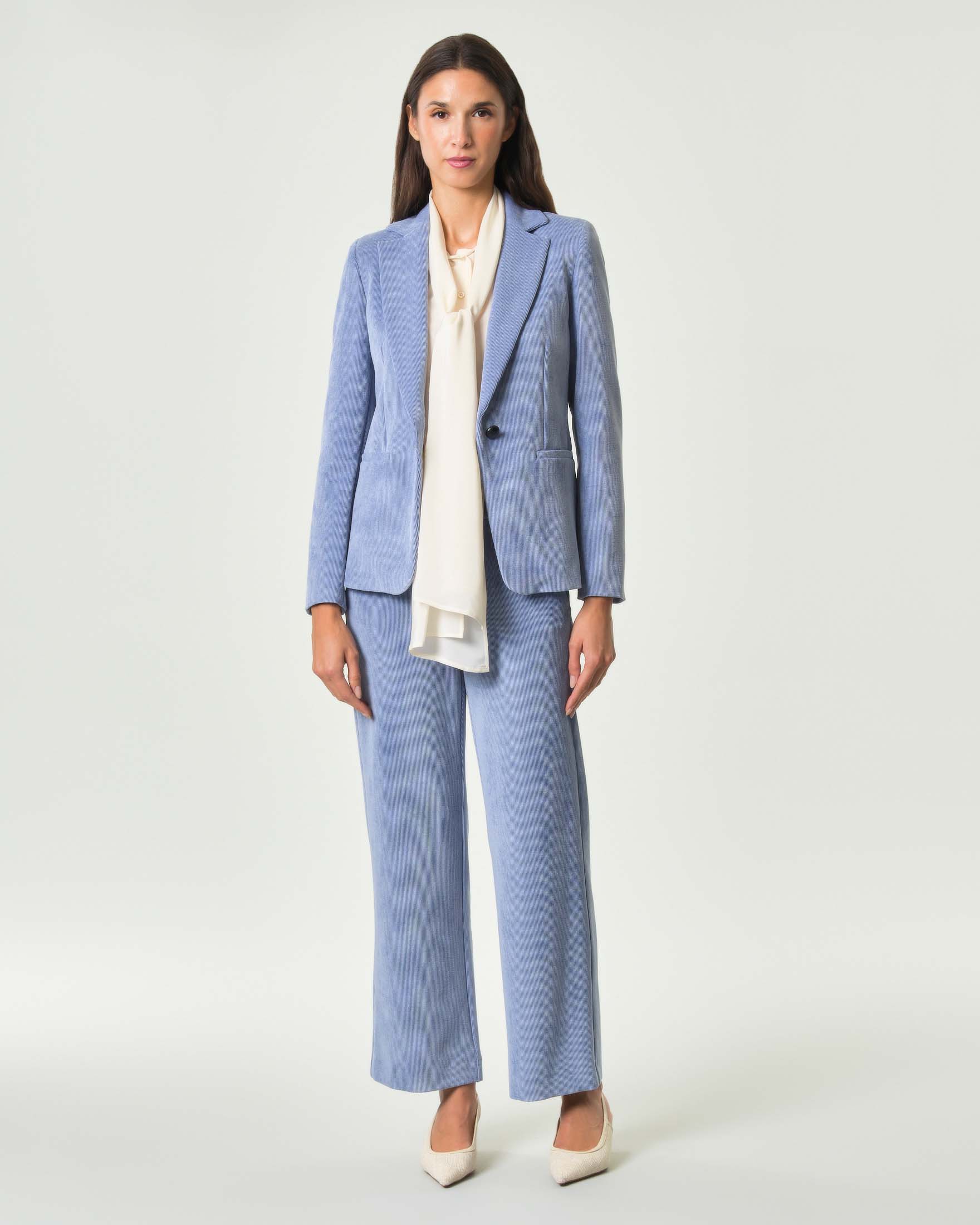 Blazer Emme Marella azzurro in velluto stretch con linea sartoriale image