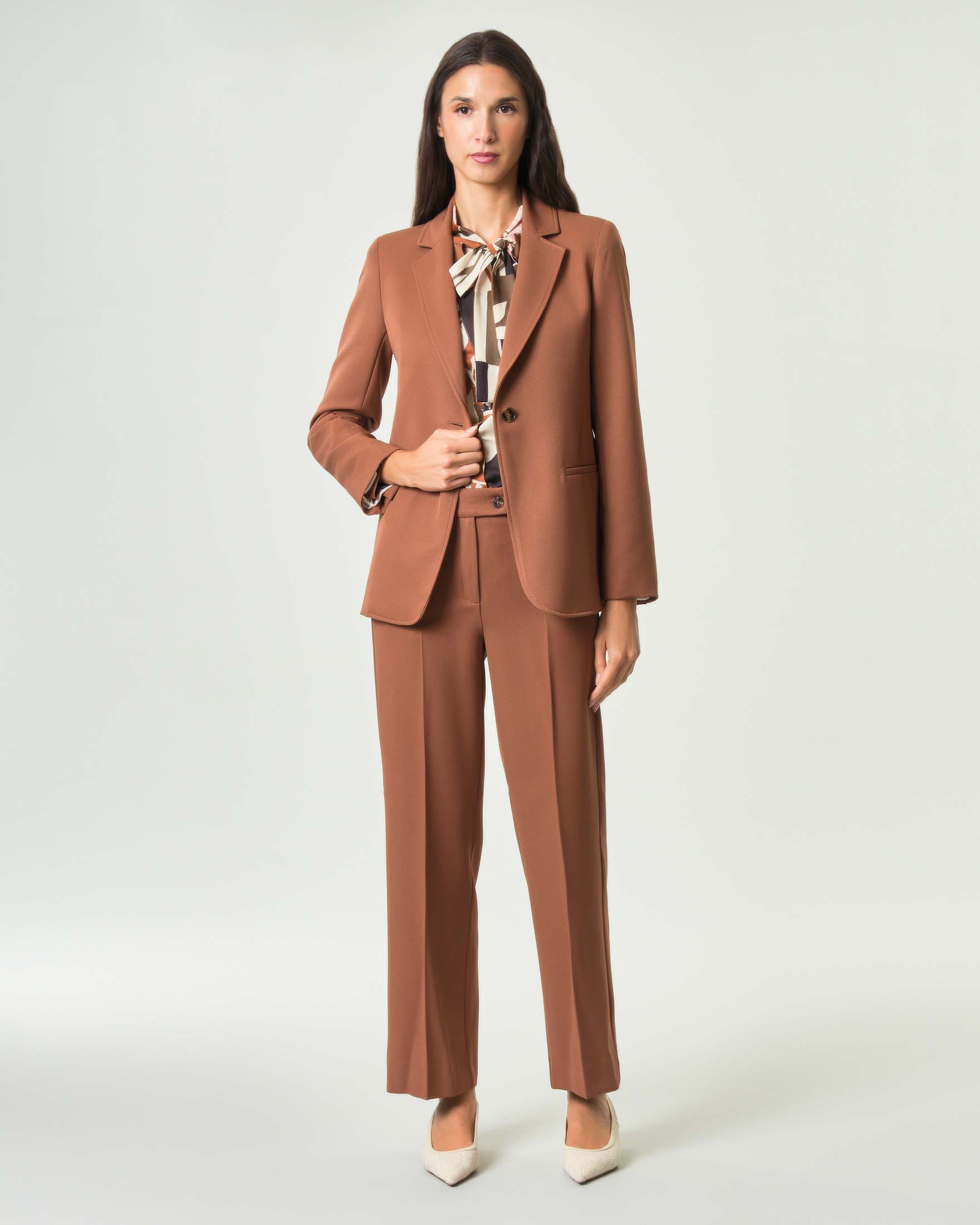 Giacca monopetto Emme Marella color coccio in diagonale stretch con rever classico image