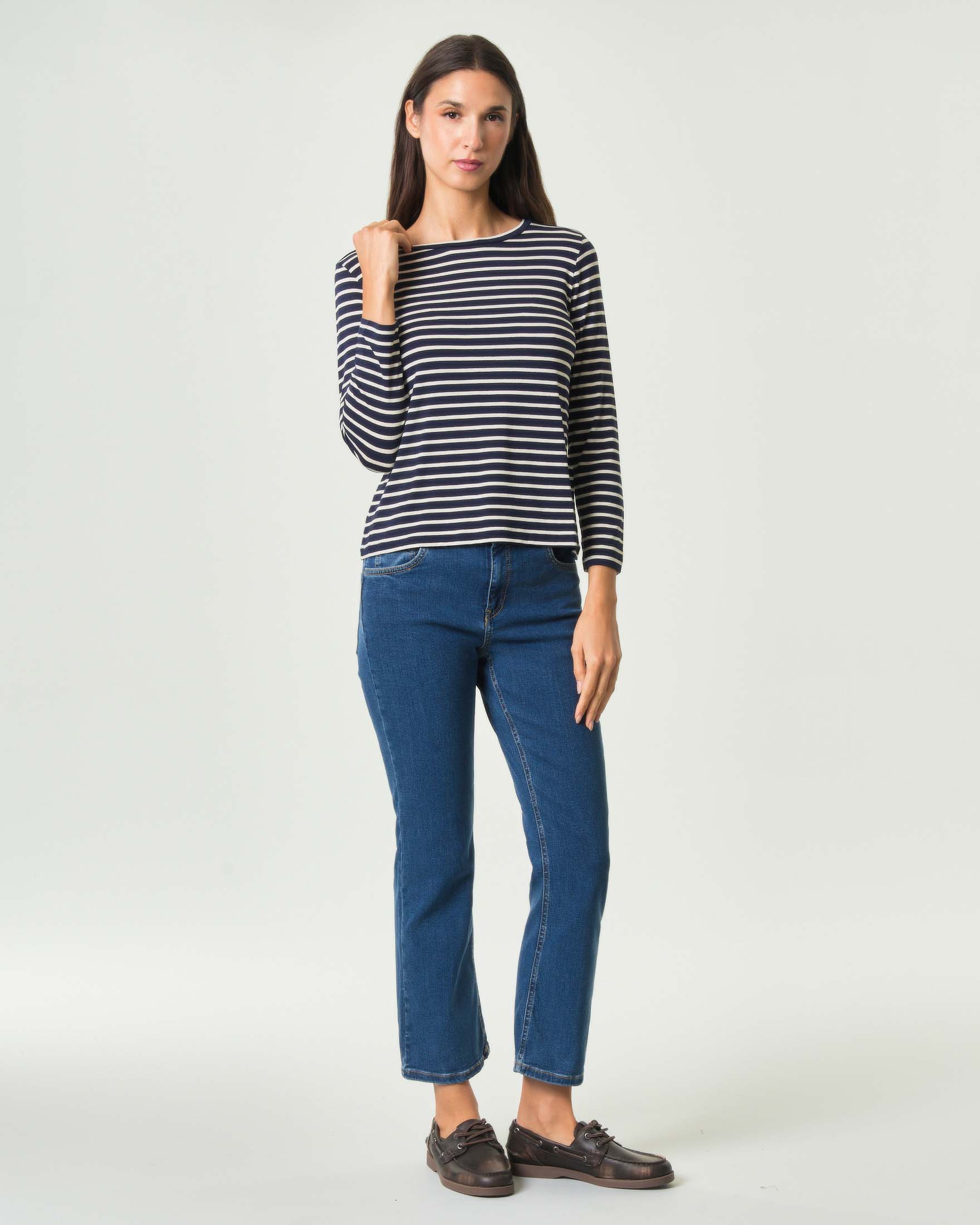 Jeans slim Emme Marella in denim stretch di misto cotone lavaggio stonewash