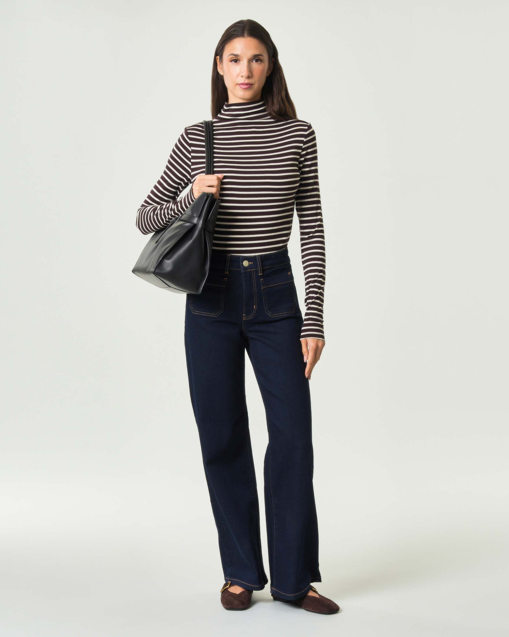 Jeans wide flare Emme Marella in denim stretch di cotone blu lavato