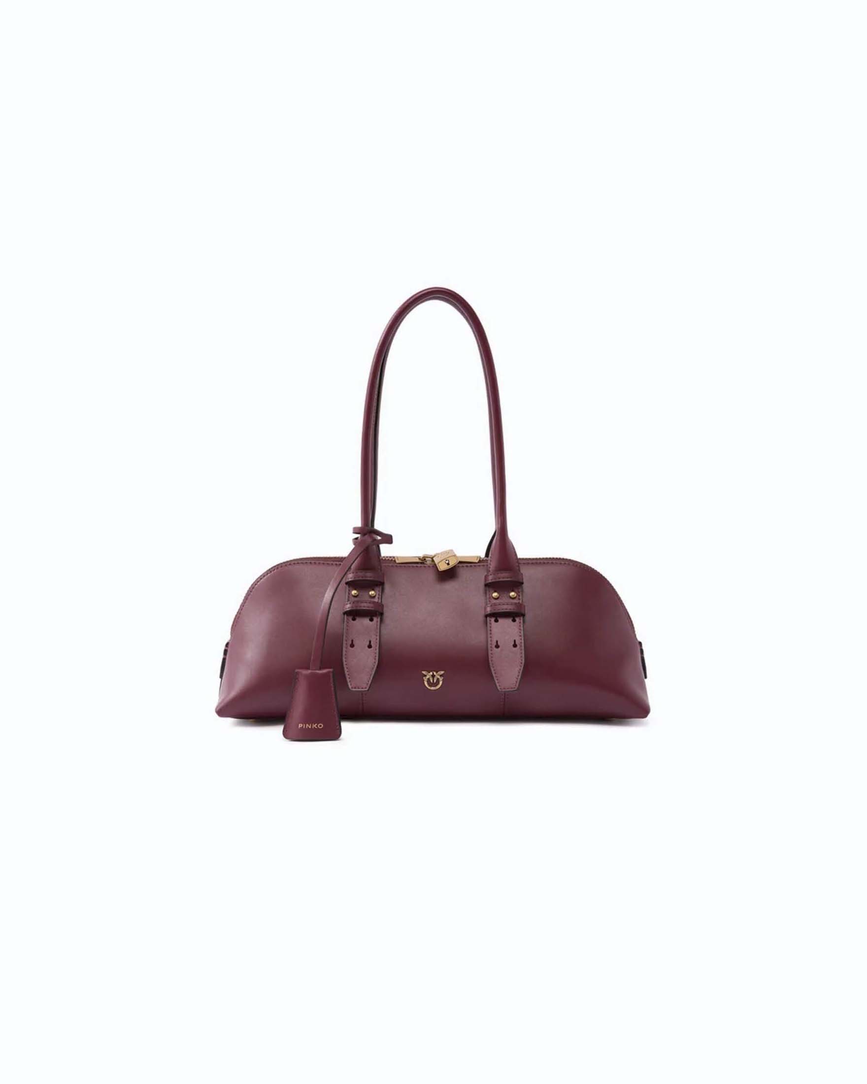 Borsa grande a spalla Escape Bag Horizontal Pinko bordeaux con chiusura zip e lucchetto dorato
