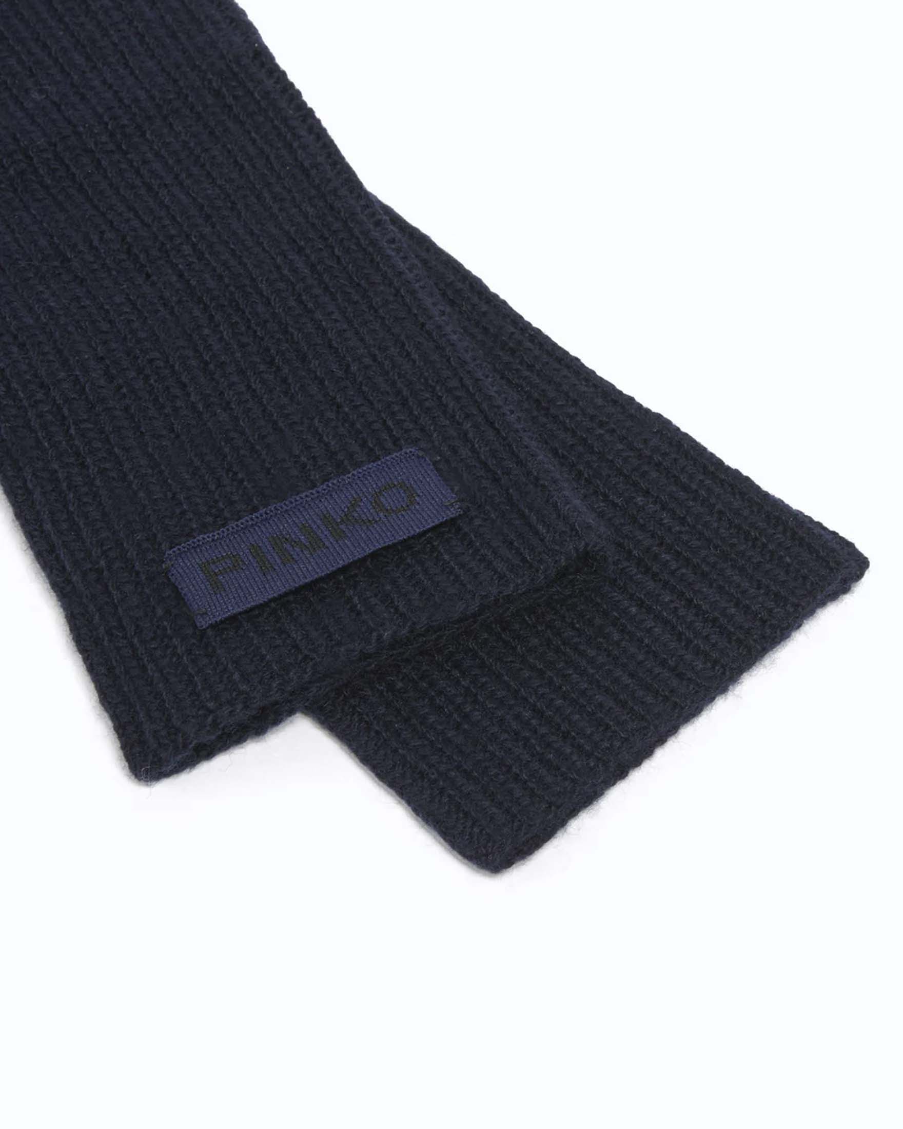 Guanti lunghi Pinko neri in misto cotone lana e cashmere con logo lettering image