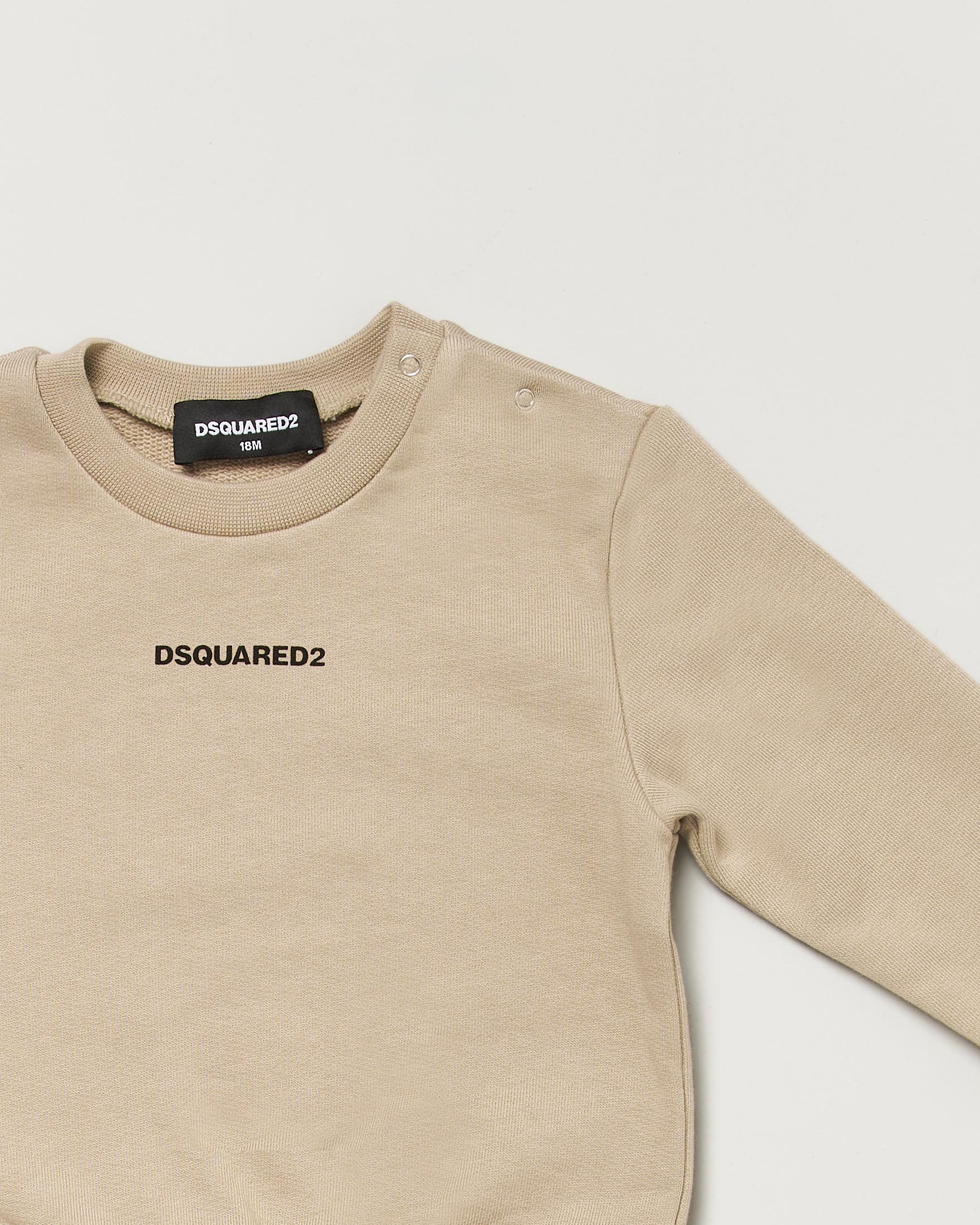 Felpa Dsquared2 beige in puro cotone con mini logo bianco image