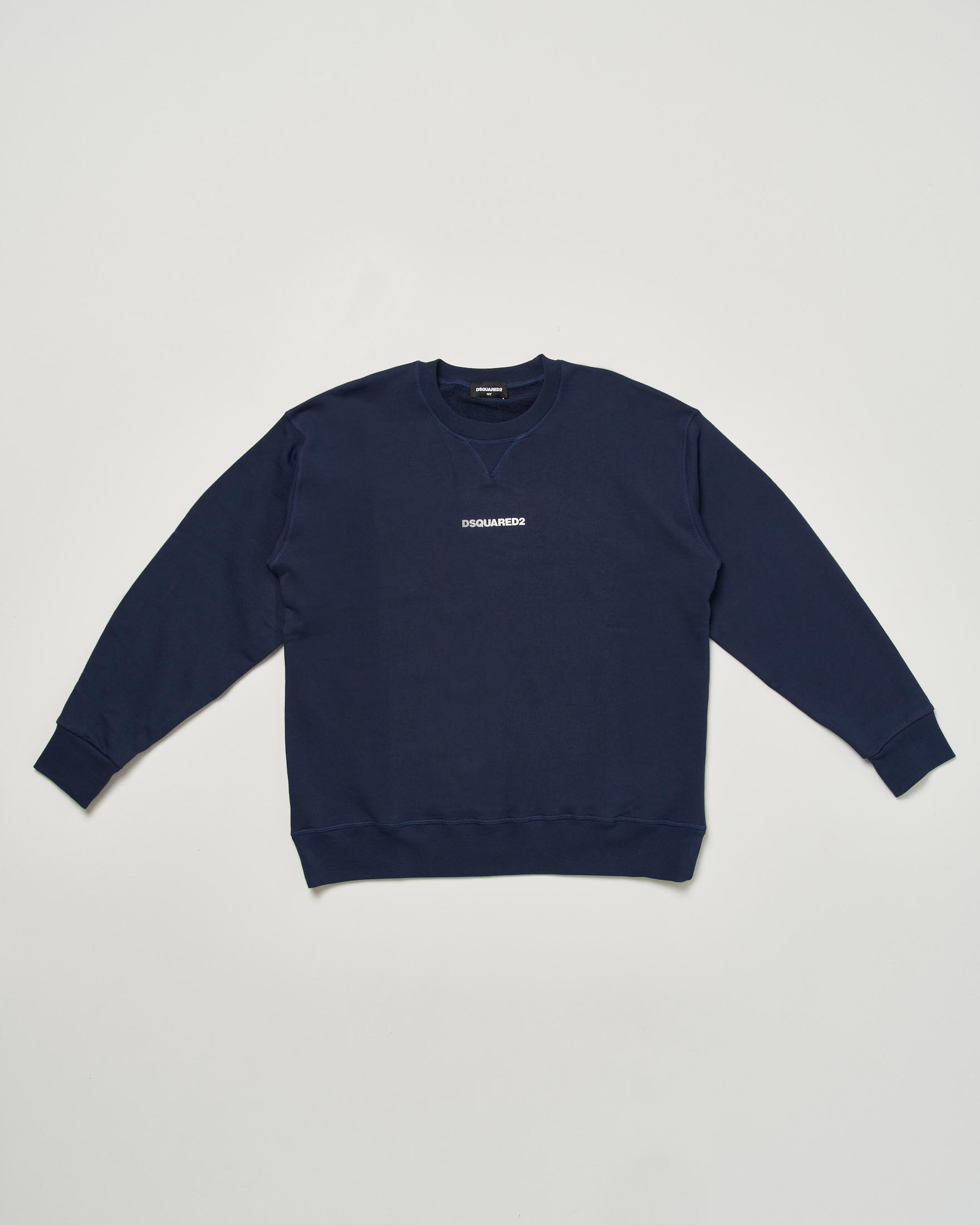 Felpa Dsquared2 blu in puro cotone con mini logo bianco