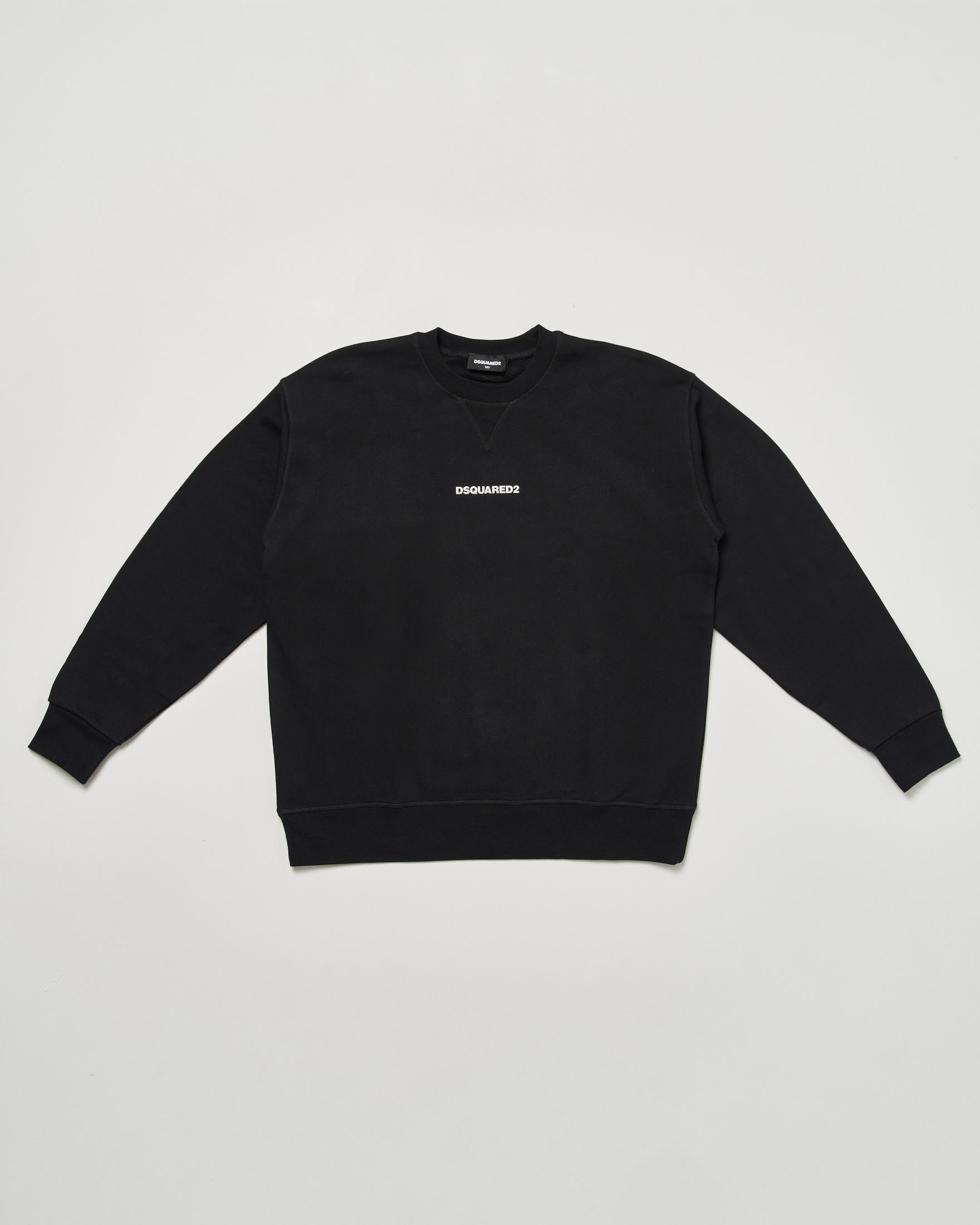 Felpa Dsquared2 nera in puro cotone con mini logo bianco