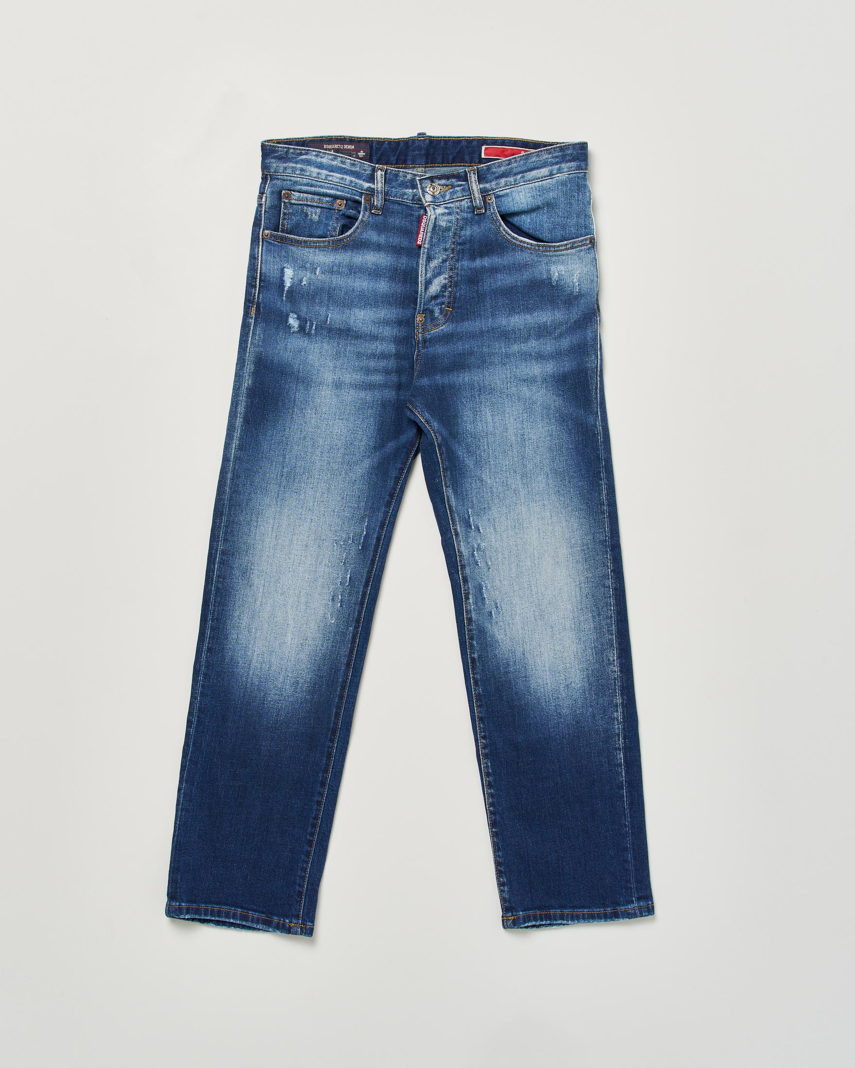 Jeans striaght Dsquared2 con baffature e lavaggio medio stone washed