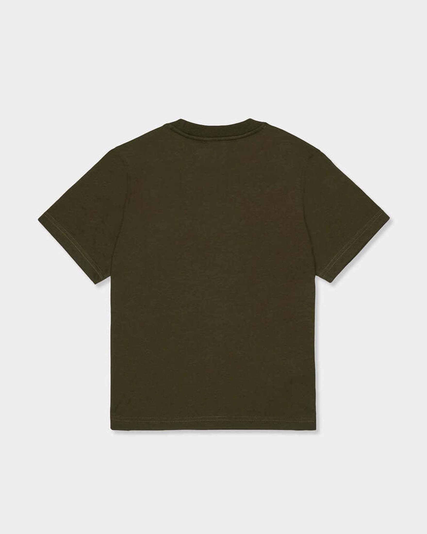 T-shirt Dsquared2 verde militare in puro cotone con scritta logo tartan image