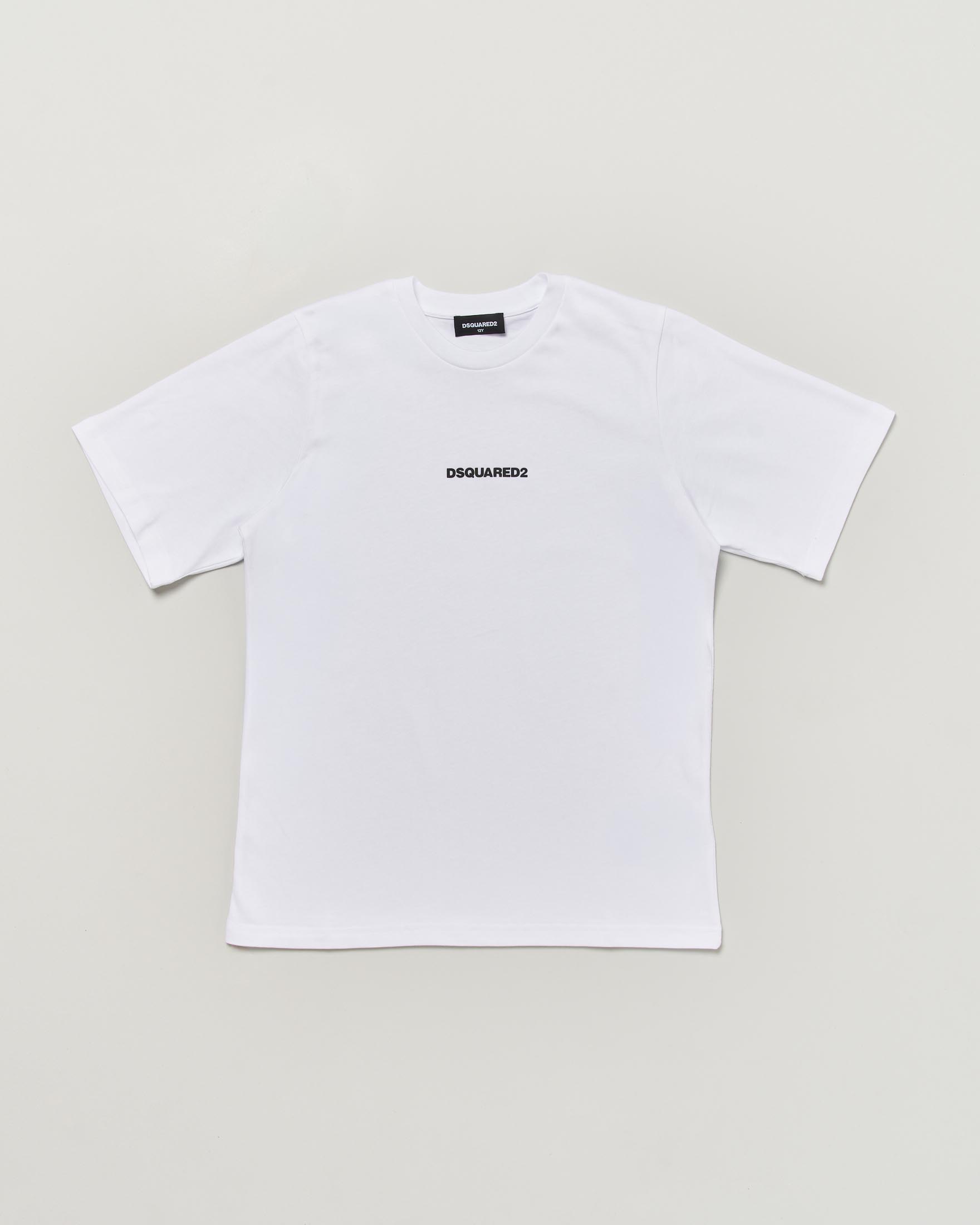 T-shirt Dsquared2 relaxed fit bianca in puro cotone con mini logo nero
