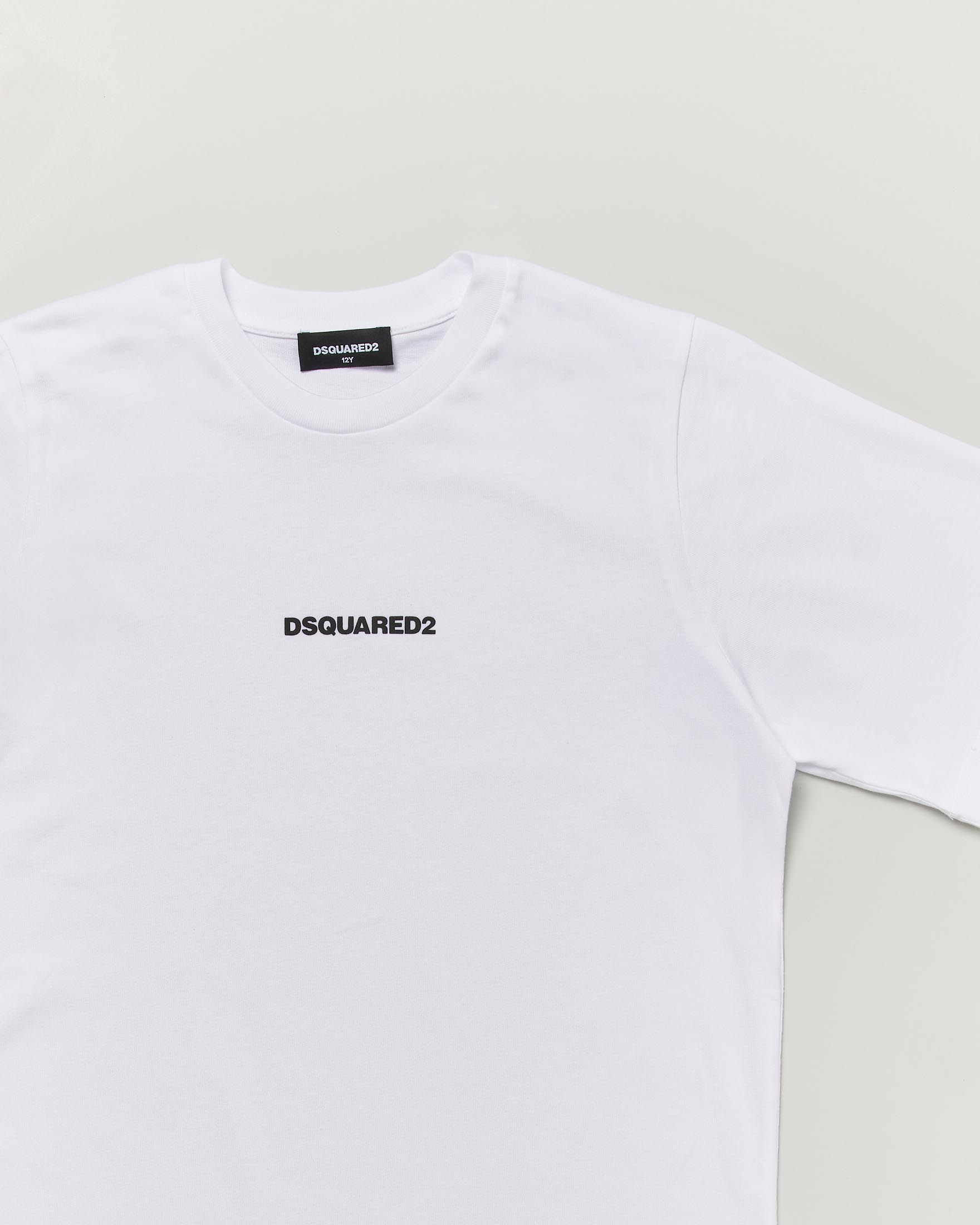 T-shirt Dsquared2 relaxed fit bianca in puro cotone con mini logo nero image