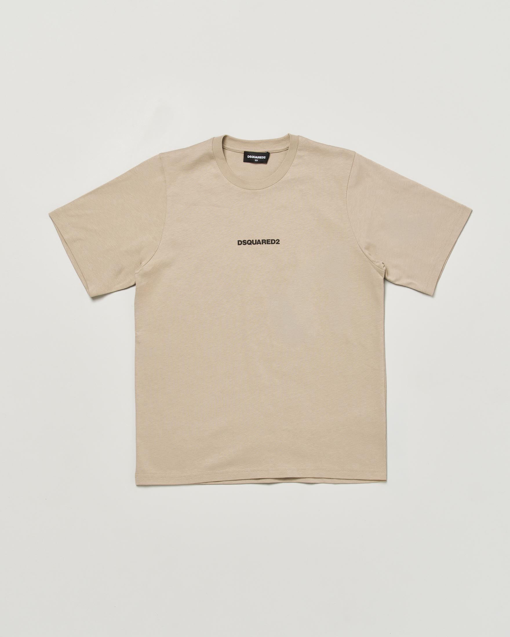 T-shirt Dsquared2 relaxed fit beige in puro cotone con mini logo nero