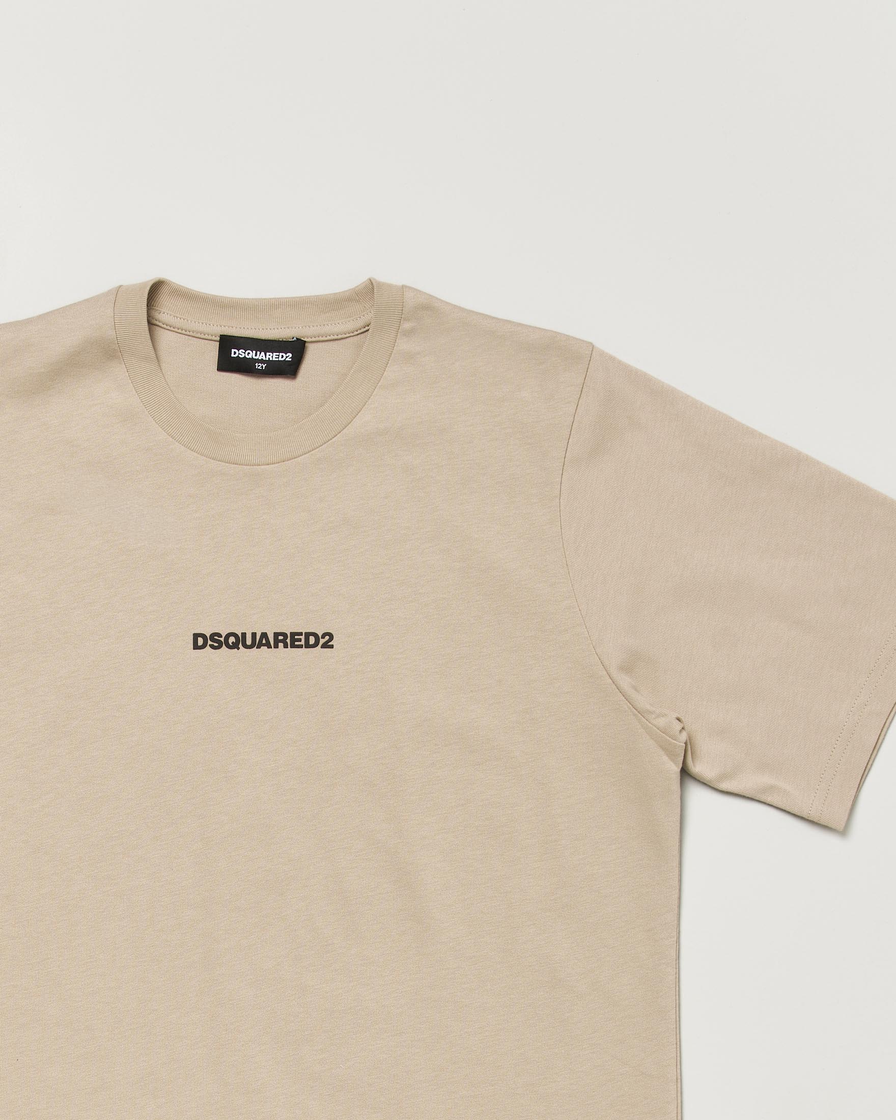 T-shirt Dsquared2 relaxed fit beige in puro cotone con mini logo nero image