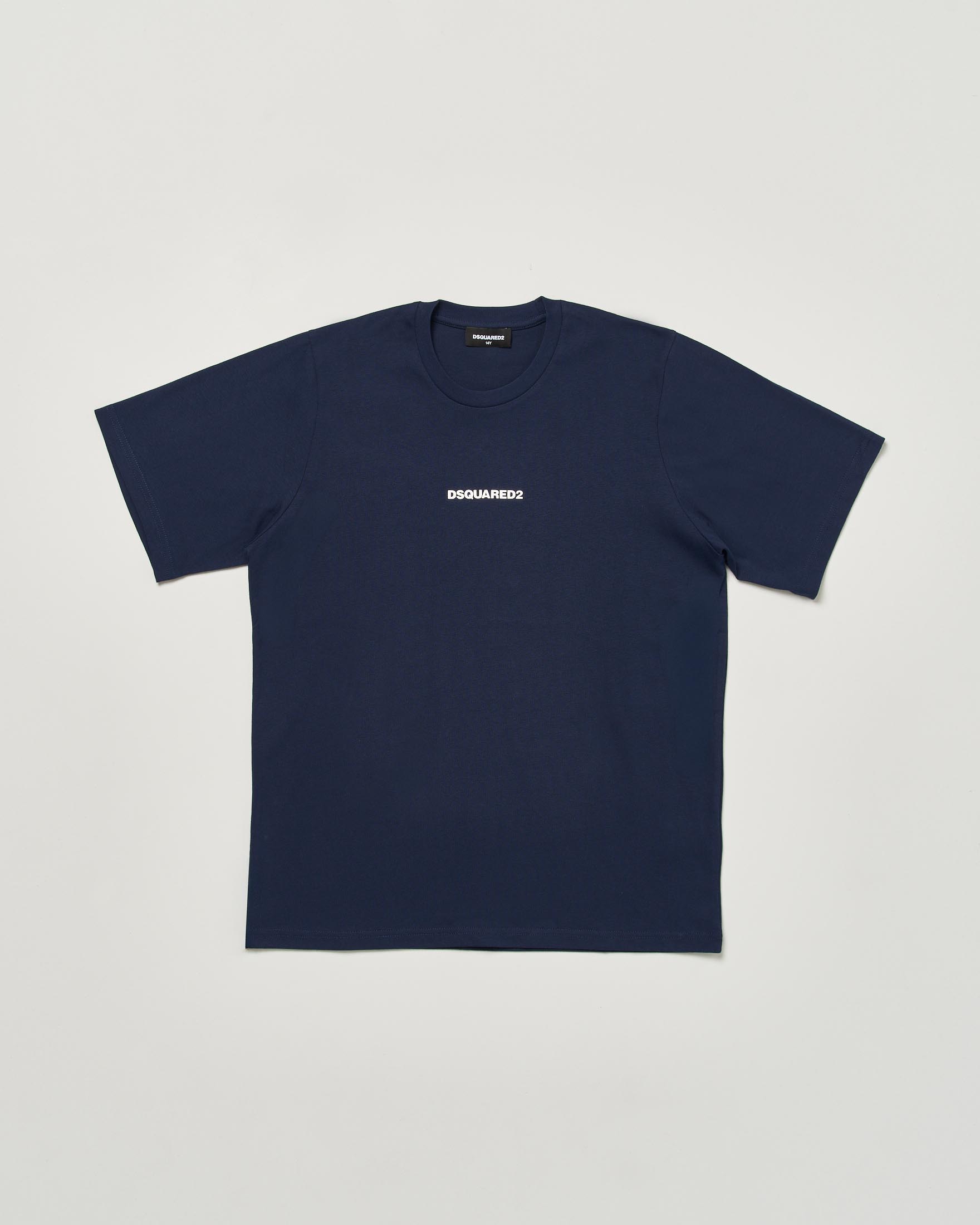 T-shirt Dsquared2 relaxed fit blu in puro cotone con mini logo bianco