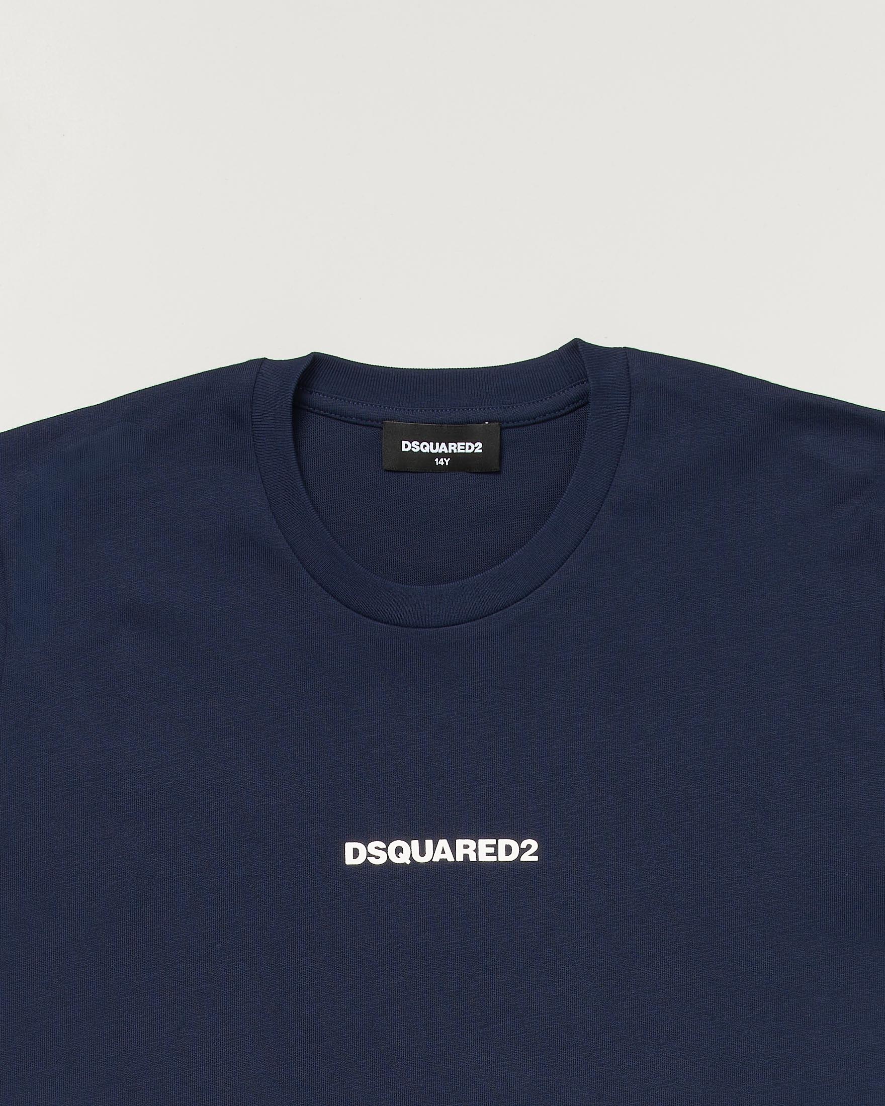 T-shirt Dsquared2 relaxed fit blu in puro cotone con mini logo bianco image