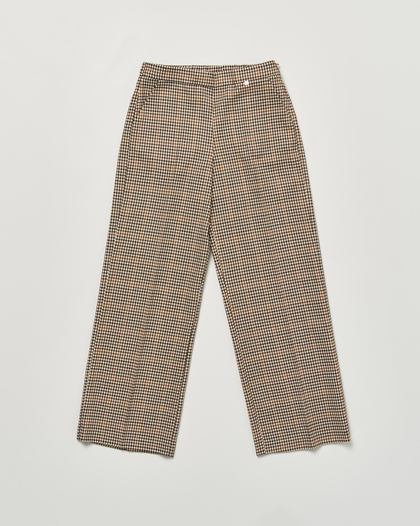 Pantalone palazzo Kocca in vichy beige e nero