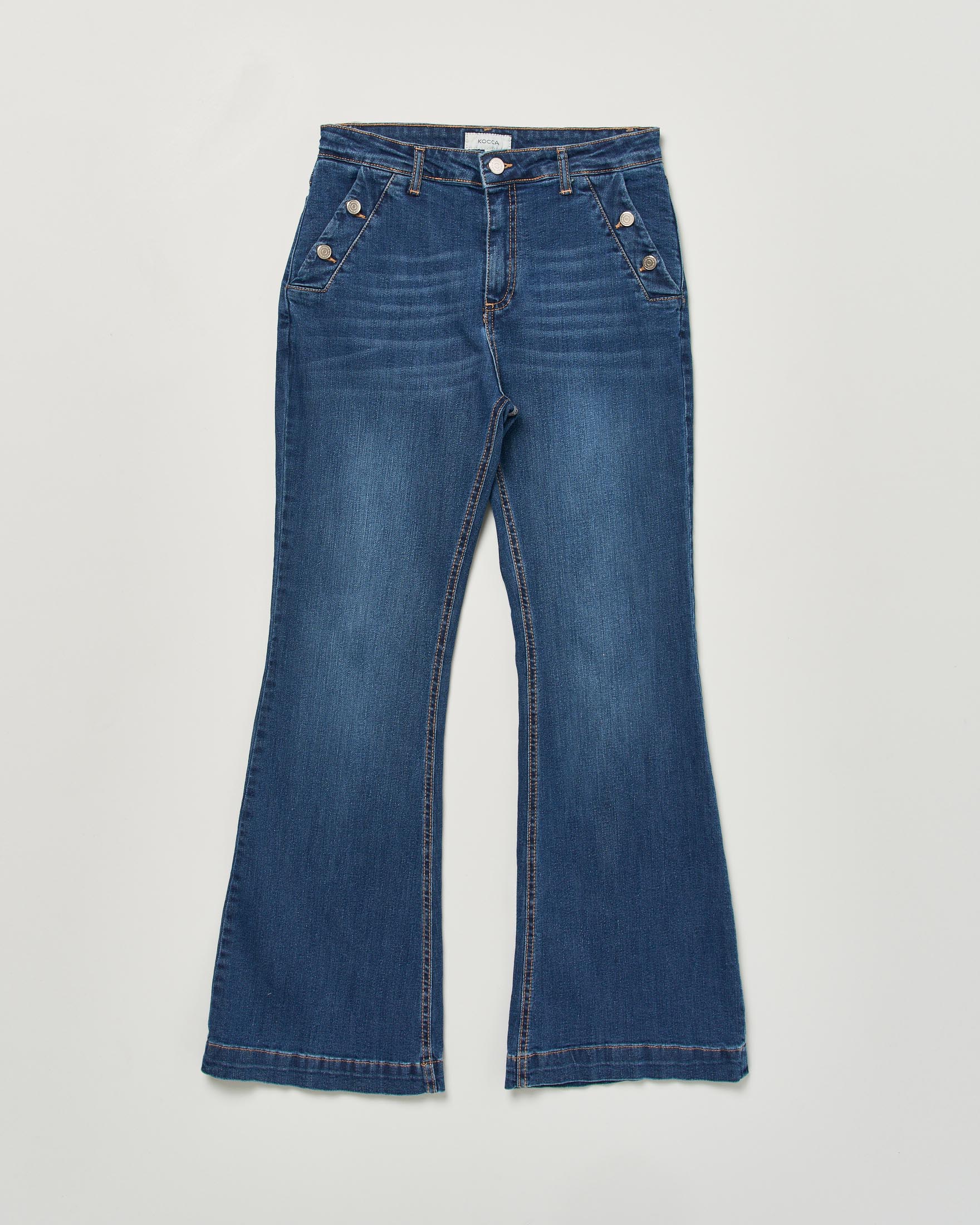 Jeans flare Kocca con bottoni in vita e lavaggio medio stone washed