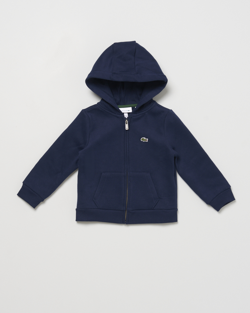 Felpa blu Lacoste in misto cotone felpato con zip e cappuccio
