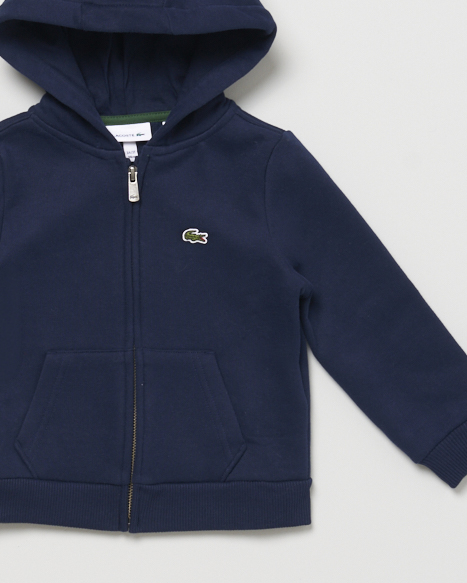 Felpa blu Lacoste in misto cotone felpato con zip e cappuccio image