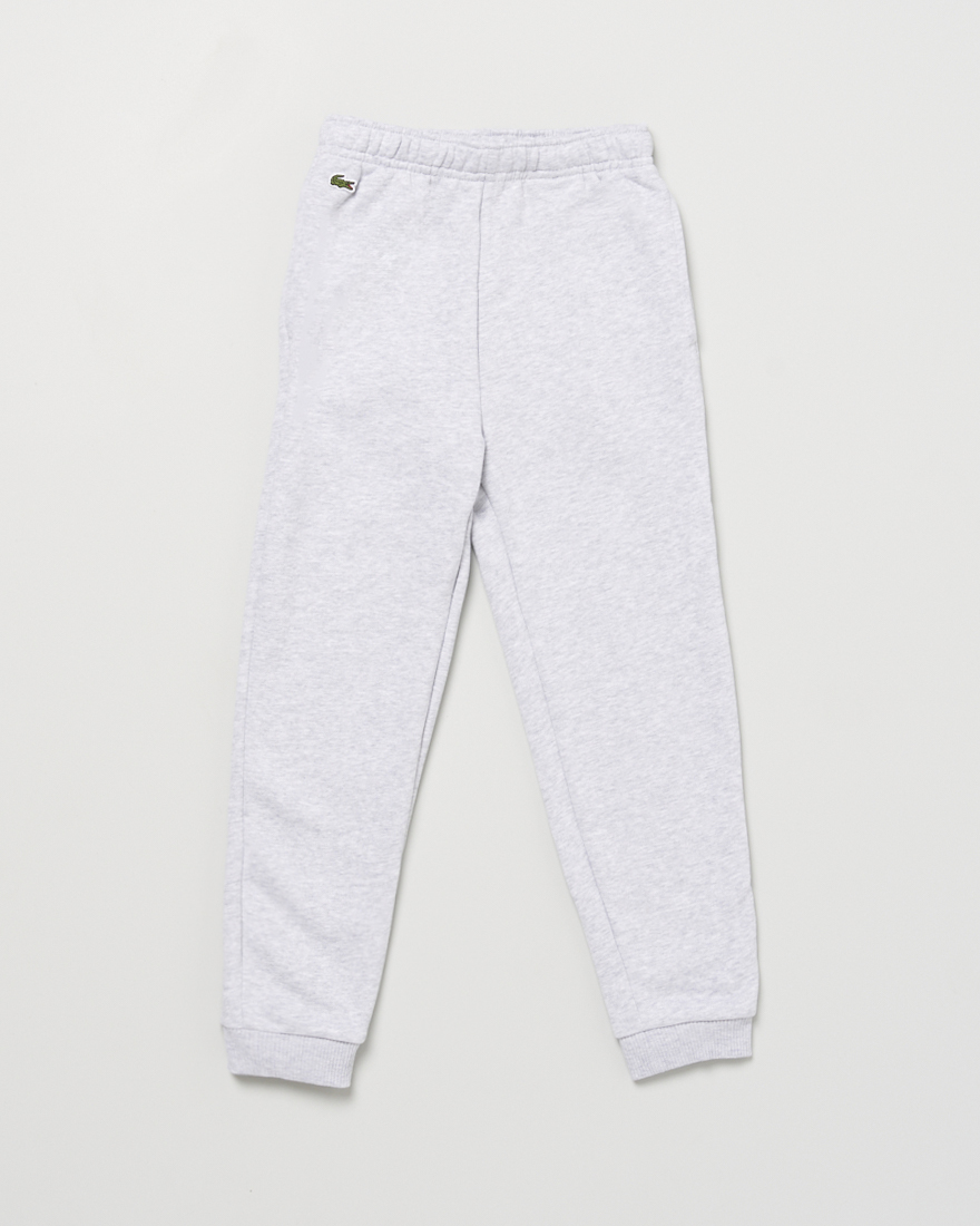 Jogger Lacoste grigio in misto cotone felpato con elastico sui polsini