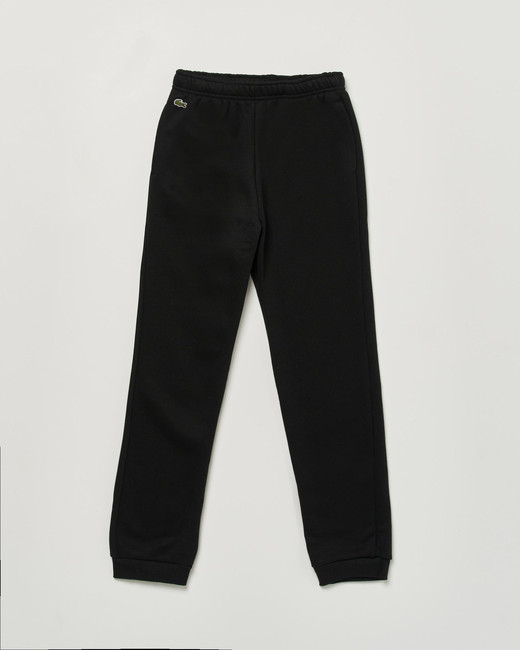 Jogger Lacoste nero in misto cotone felpato con elastico sui polsini