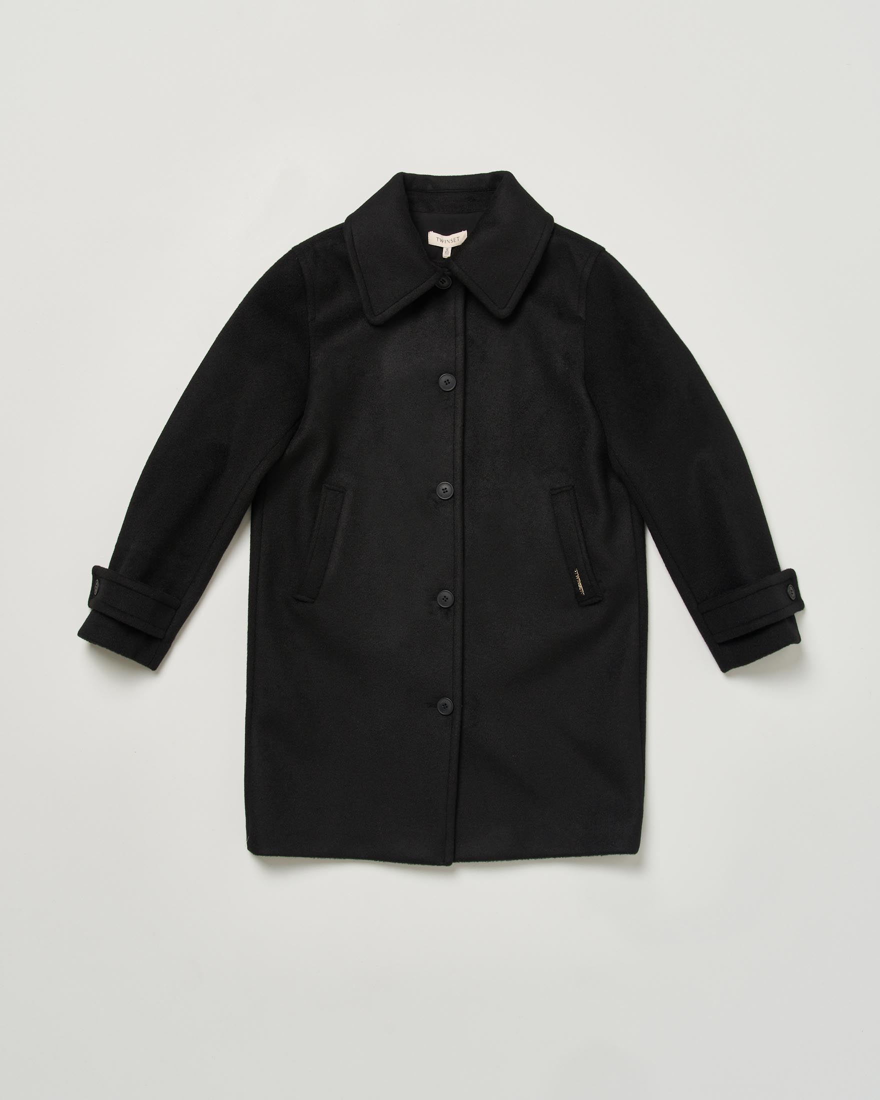 Cappotto nero Twinset in panno con colletto