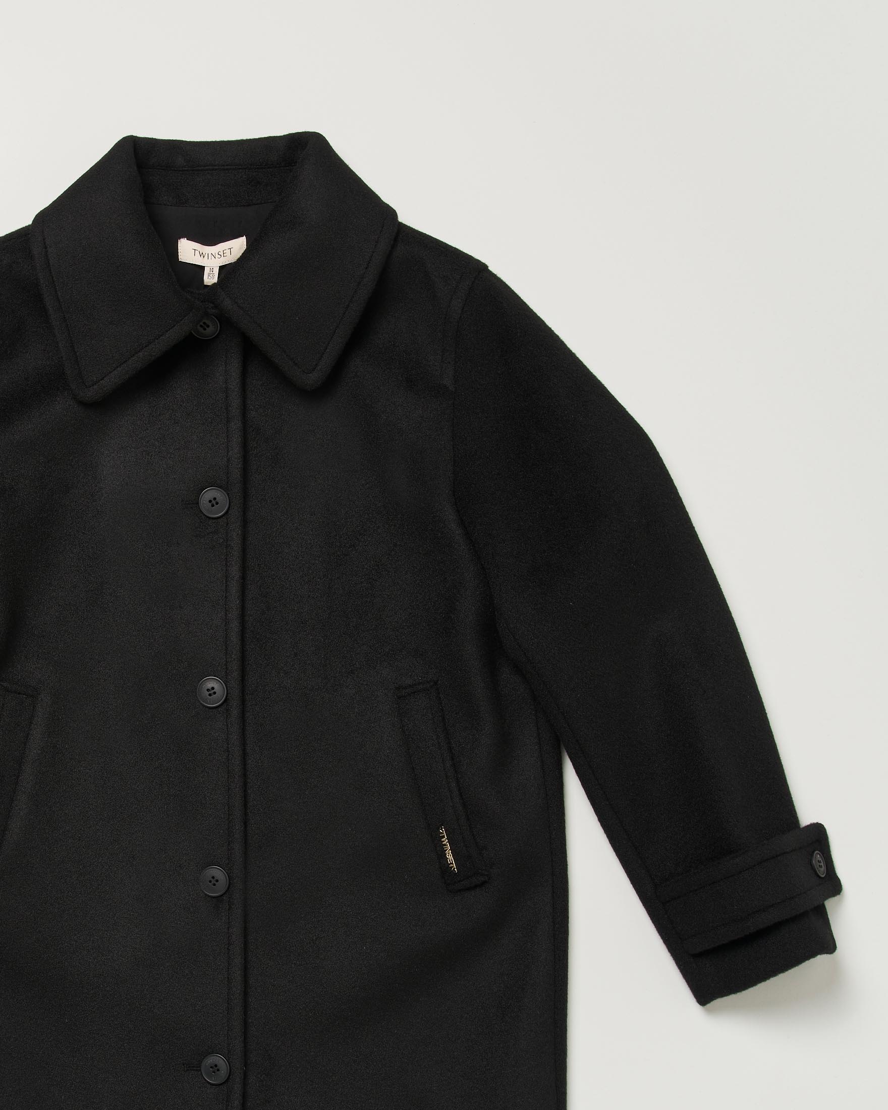 Cappotto nero Twinset in panno con colletto image