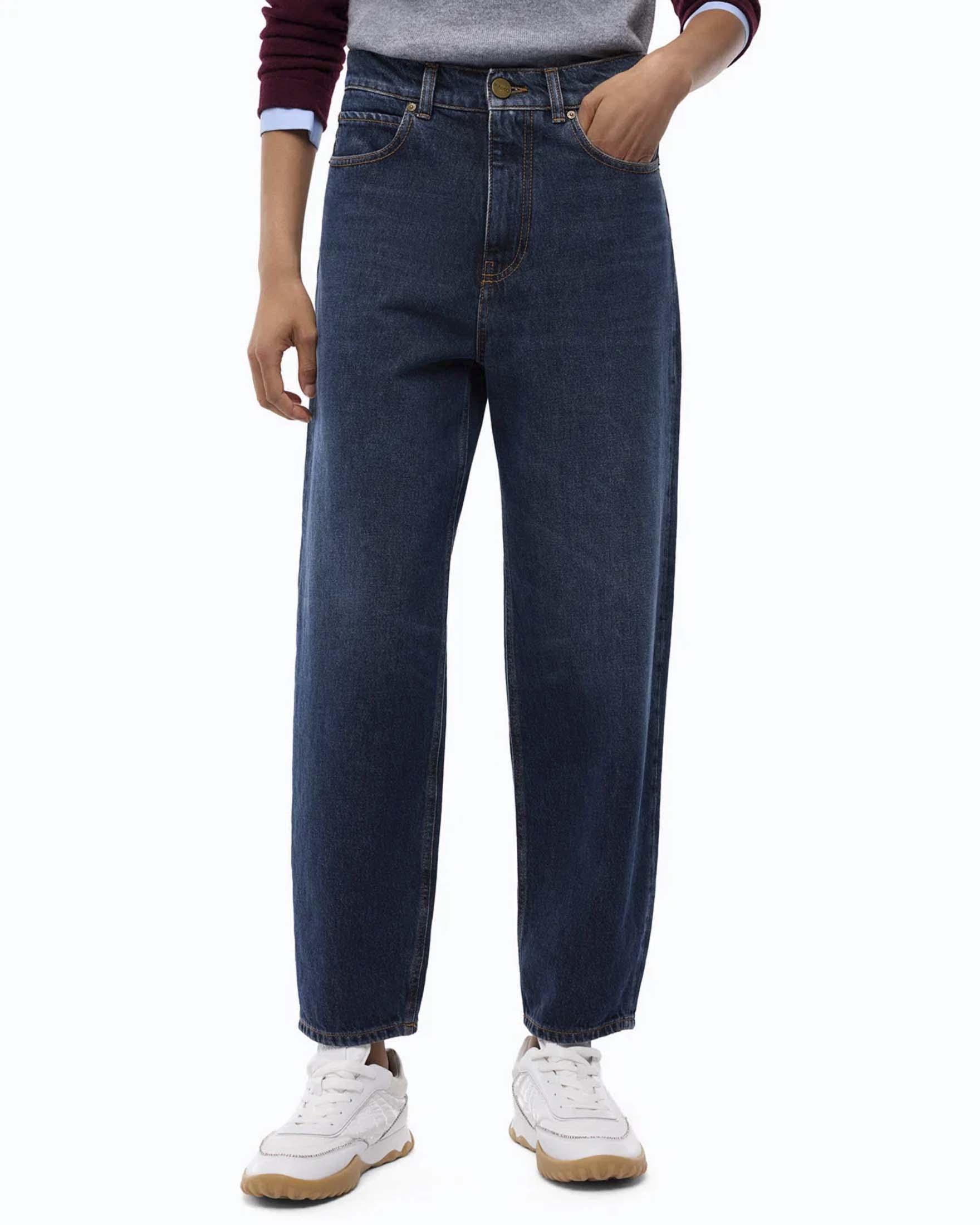 Jeans balloon Pinko in denim di puro cotone lavaggio stonewash con logo Love Birds image