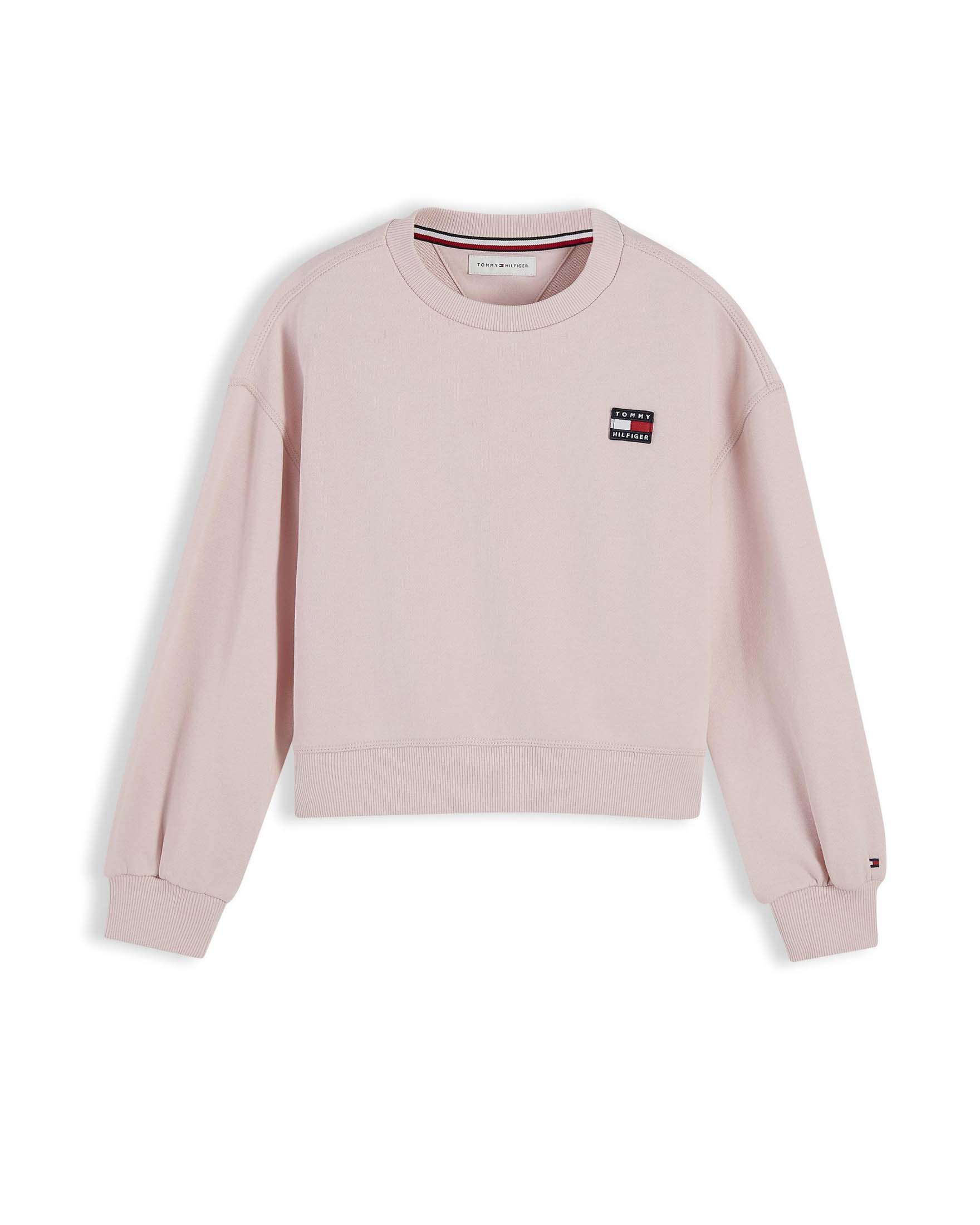 Felpa rosa Tommy Hilfiger in puro cotone con bandiera logo