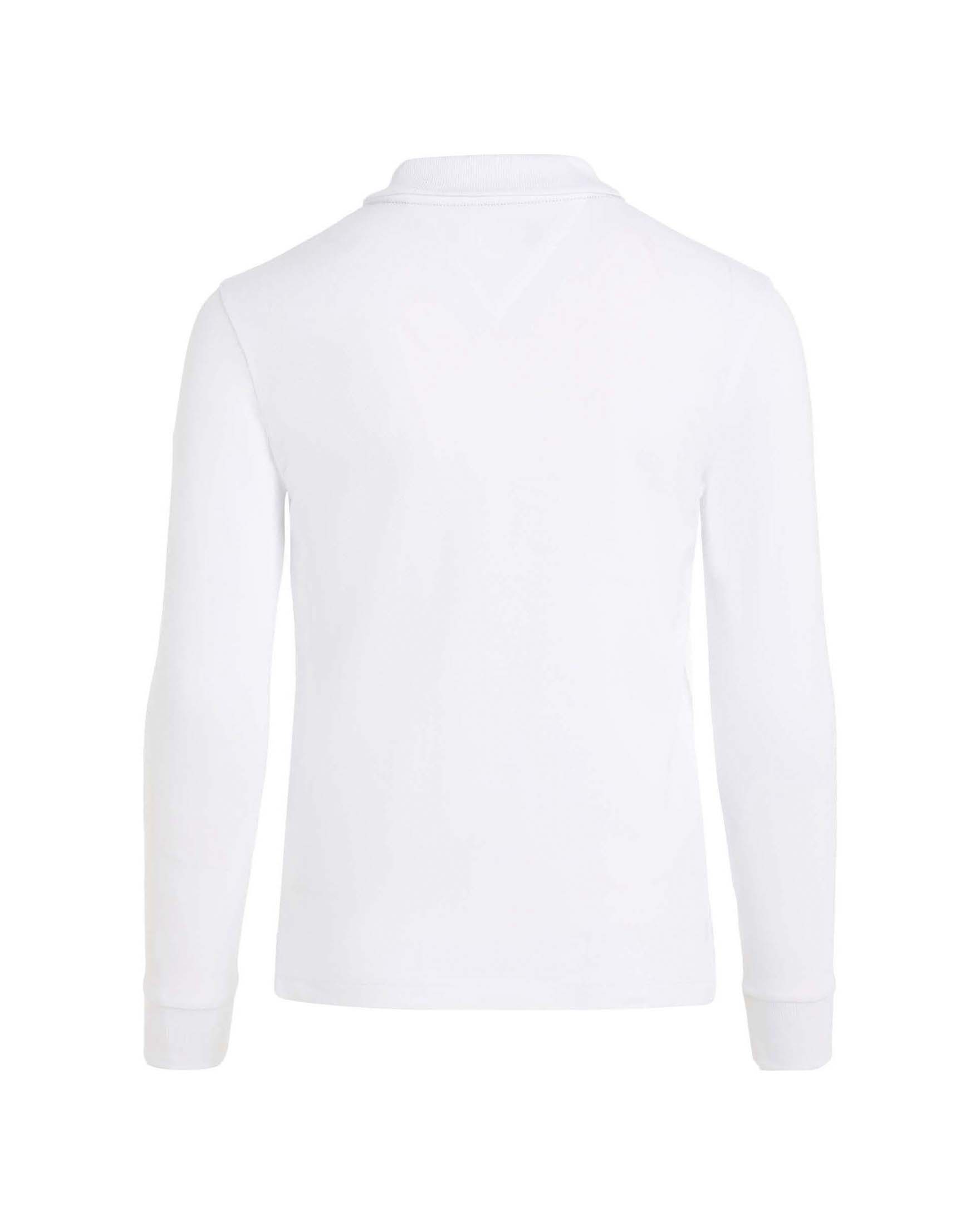 Polo Tommy Hilfiger bianca in jersey di cotone a maniche lunghe image