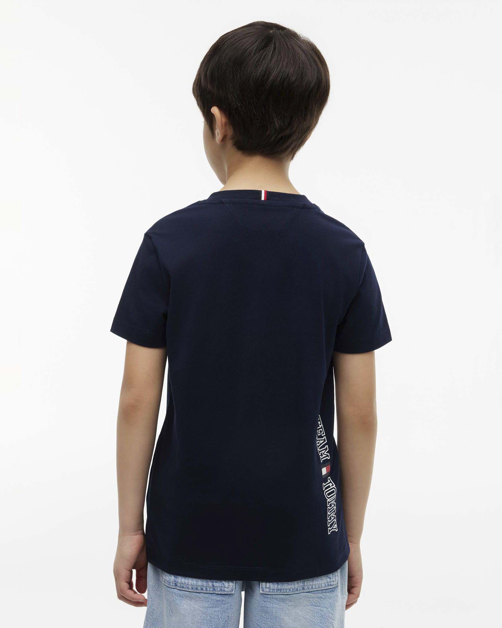 T-shirt blu Tommy Hilfiger in puro cotone con mini bandiera logo image