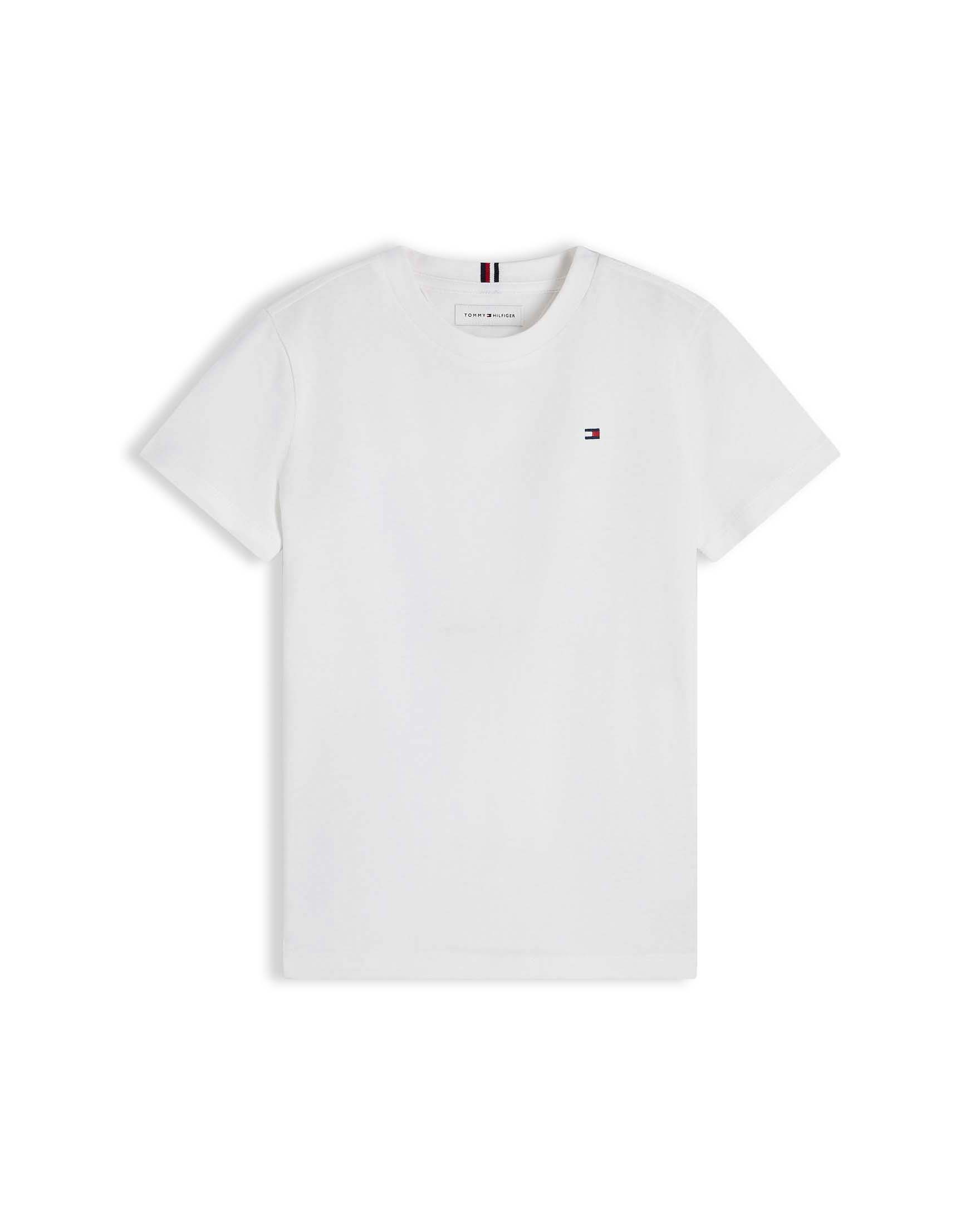 T-shirt bianca Tommy Hilfiger in puro cotone con mini bandiera logo