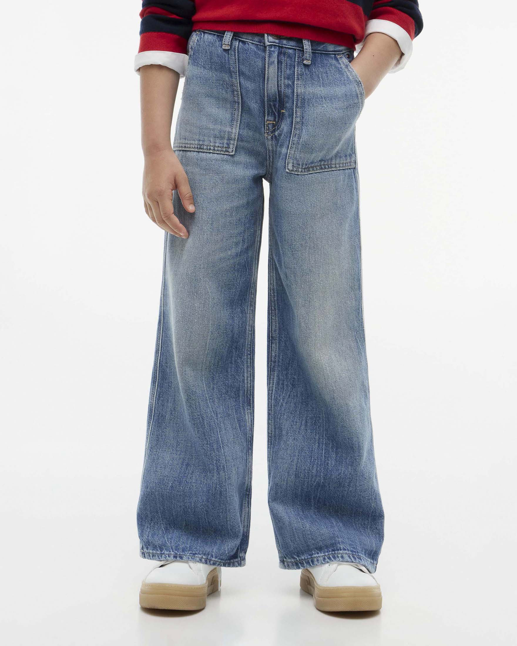 Jeans chino wide leg Tommy Hilfiger lavaggio chiaro con maxi tasche