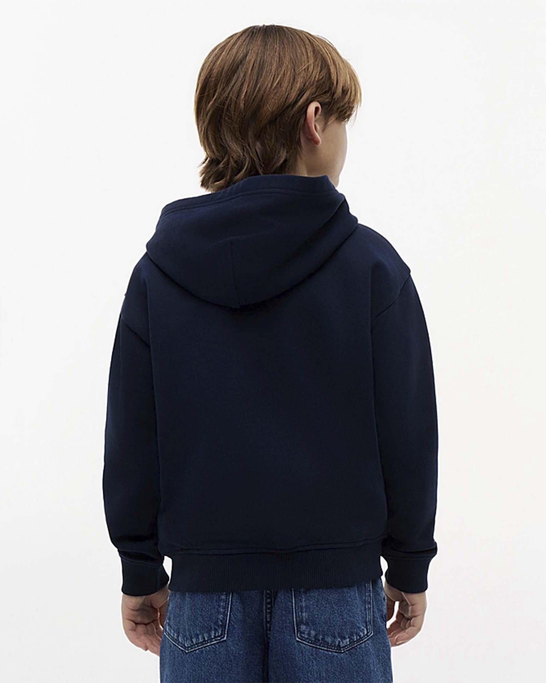 Felpa blu Tommy Hilfiger in puro cotone con cappuccio e zip image