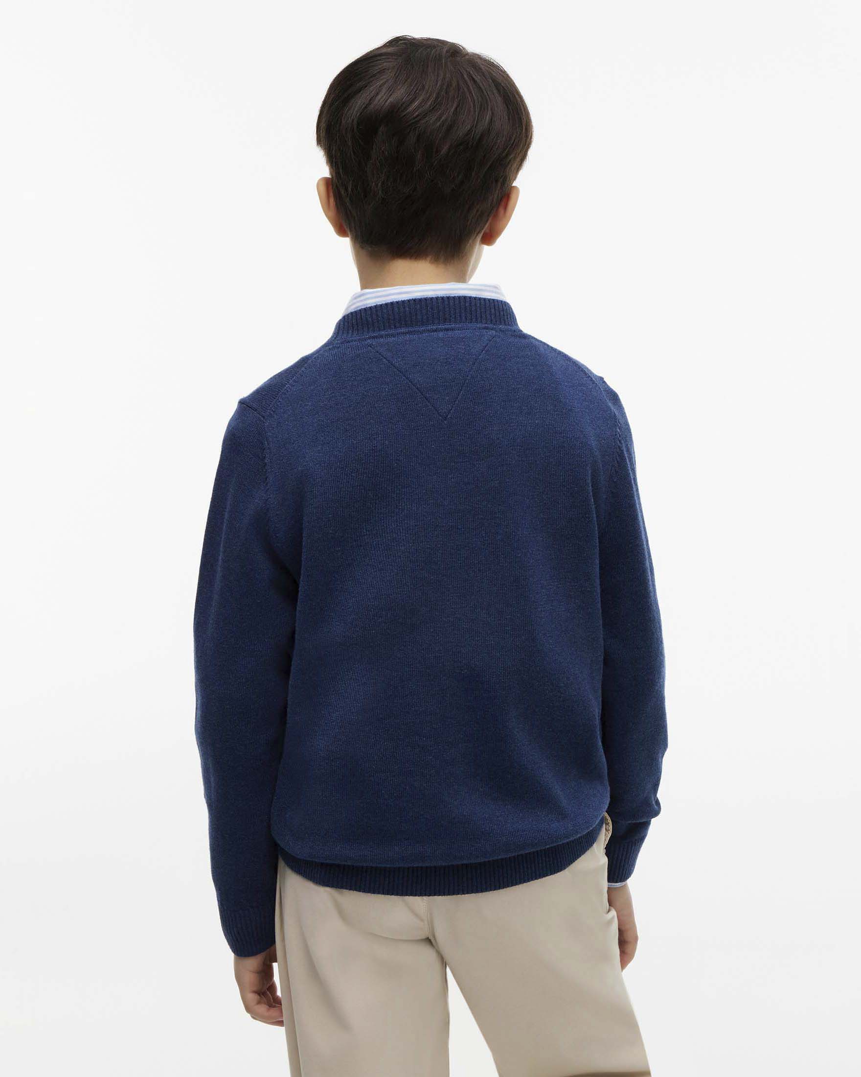 Maglioncino blu Tommy Hilfiger in puro cotone rasato image