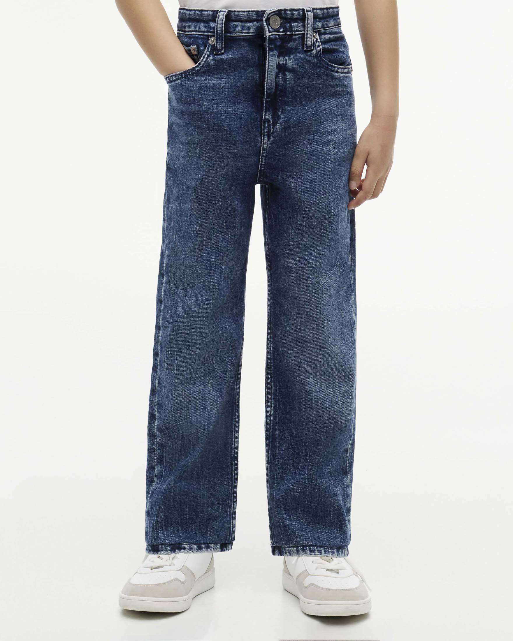 Jeans relaxed fit Tommy Hilfiger blu stone washed in cotone stretch