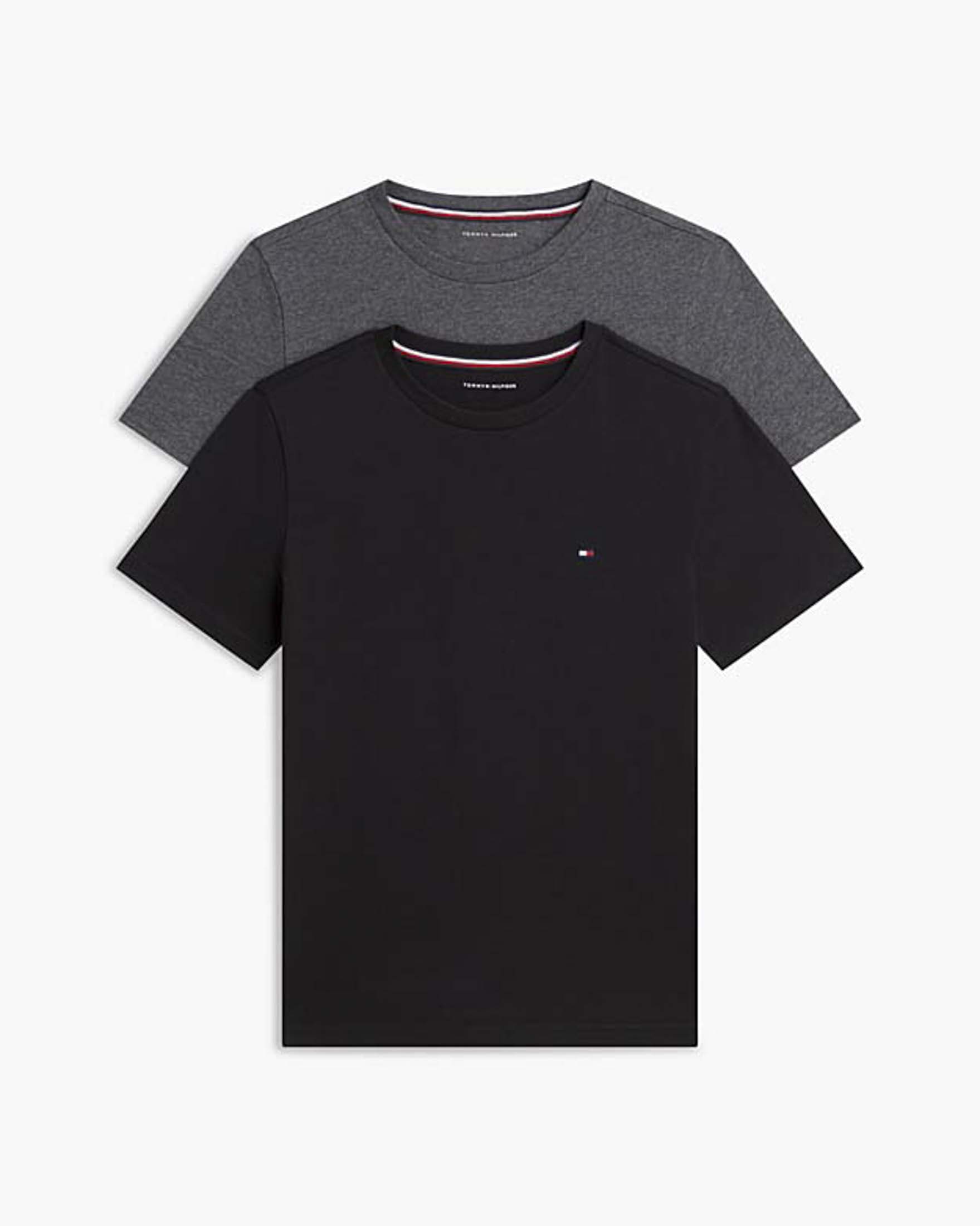 Pack t-shirt Tommy Hilfiger grigio antracite e nera in puro cotone