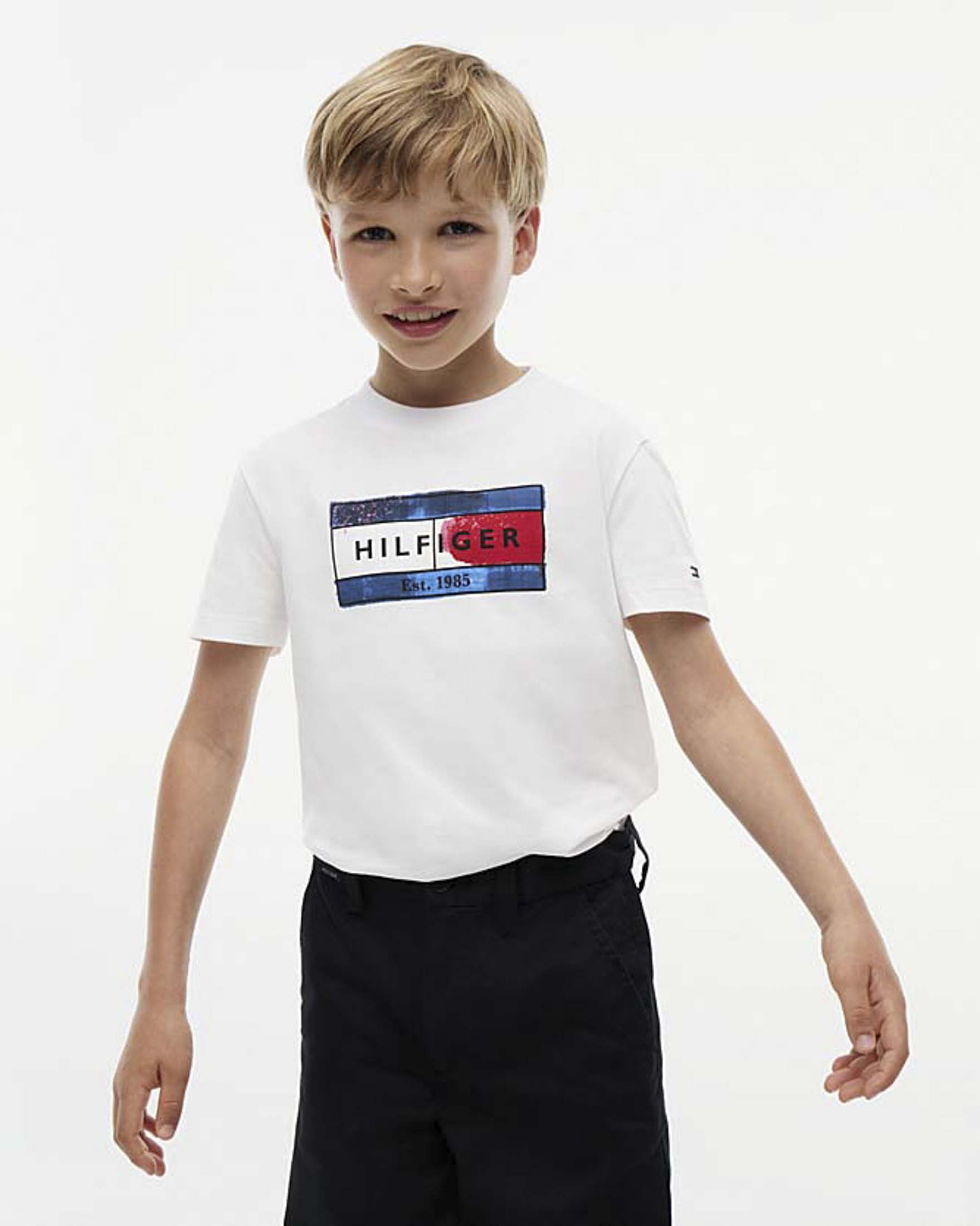 T-shirt bianca Tommy Hilfiger con stampa logo sul petto