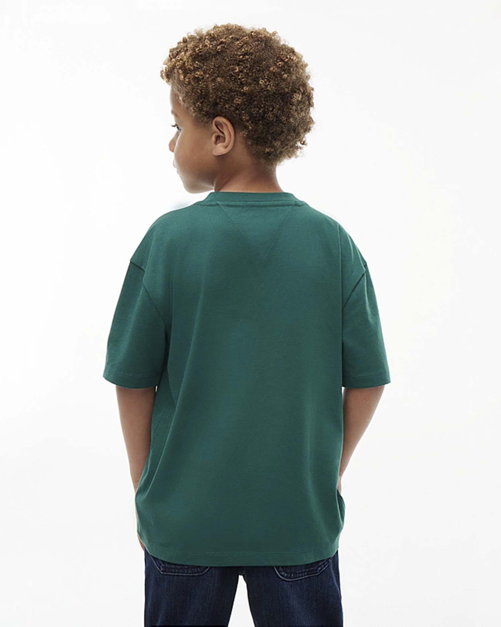 T-shirt verde Tommy Hilfiger con patch bandiera logo image
