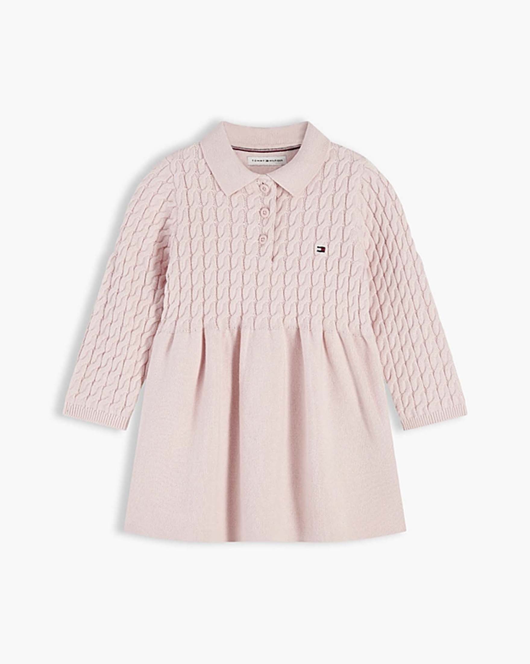 Abito rosa Tommy Hilfiger a trecce in puro cotone