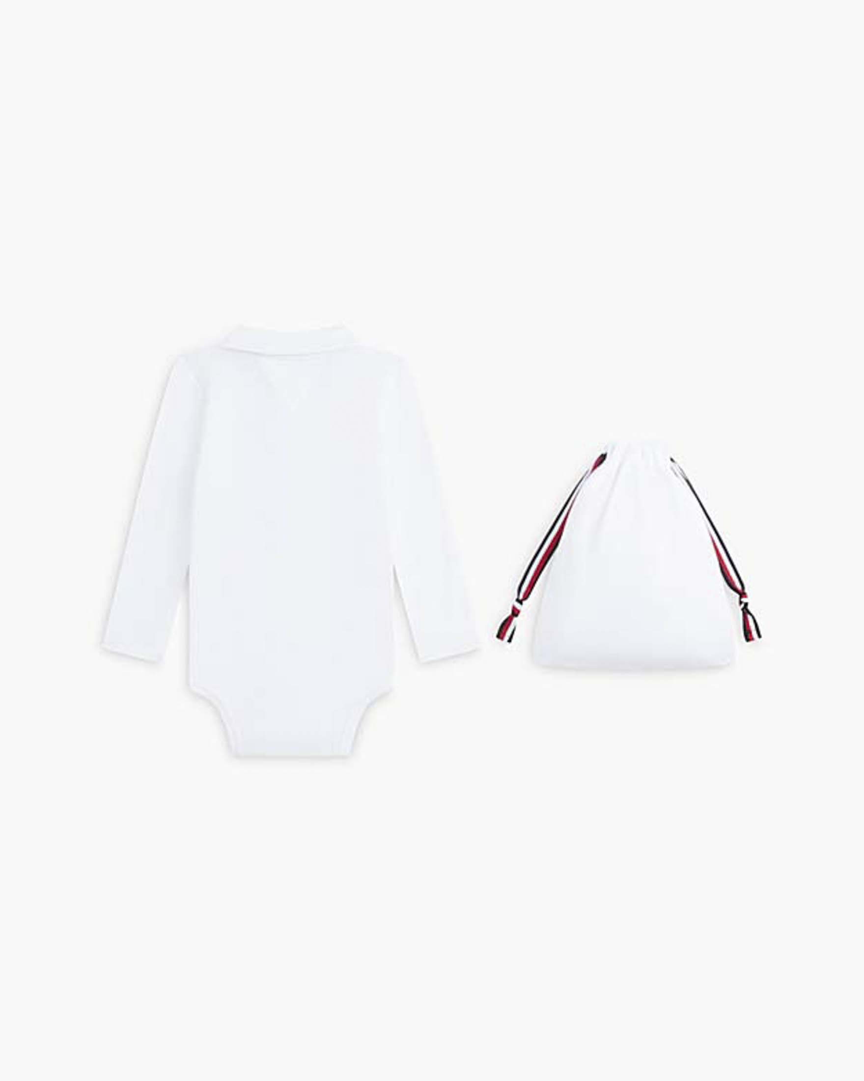 Body Tommy Hilfiger bianco modello polo a maniche lunghe in cotone stretch image