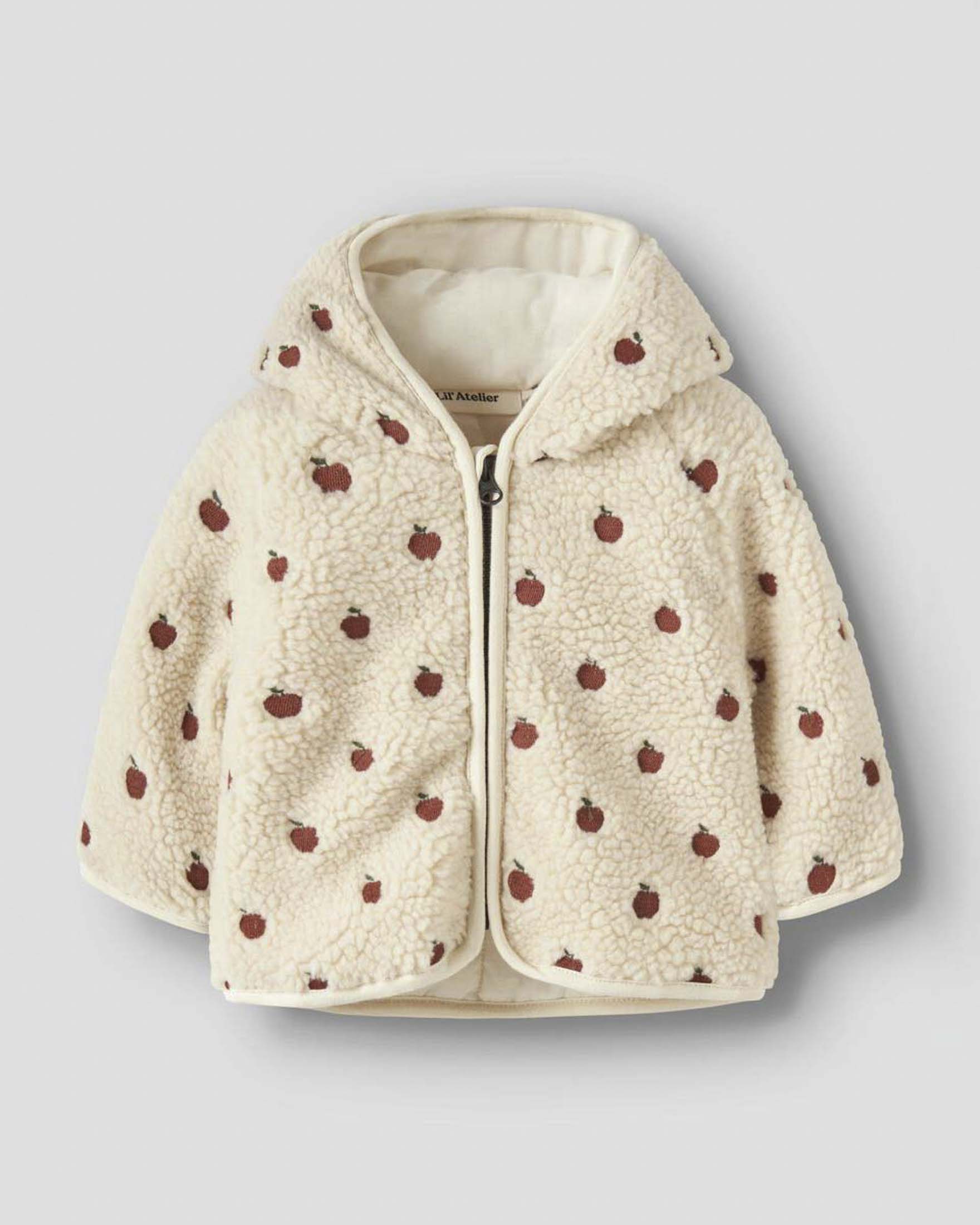 Giacca avorio Lil'Atelier teddy con fantasia mele