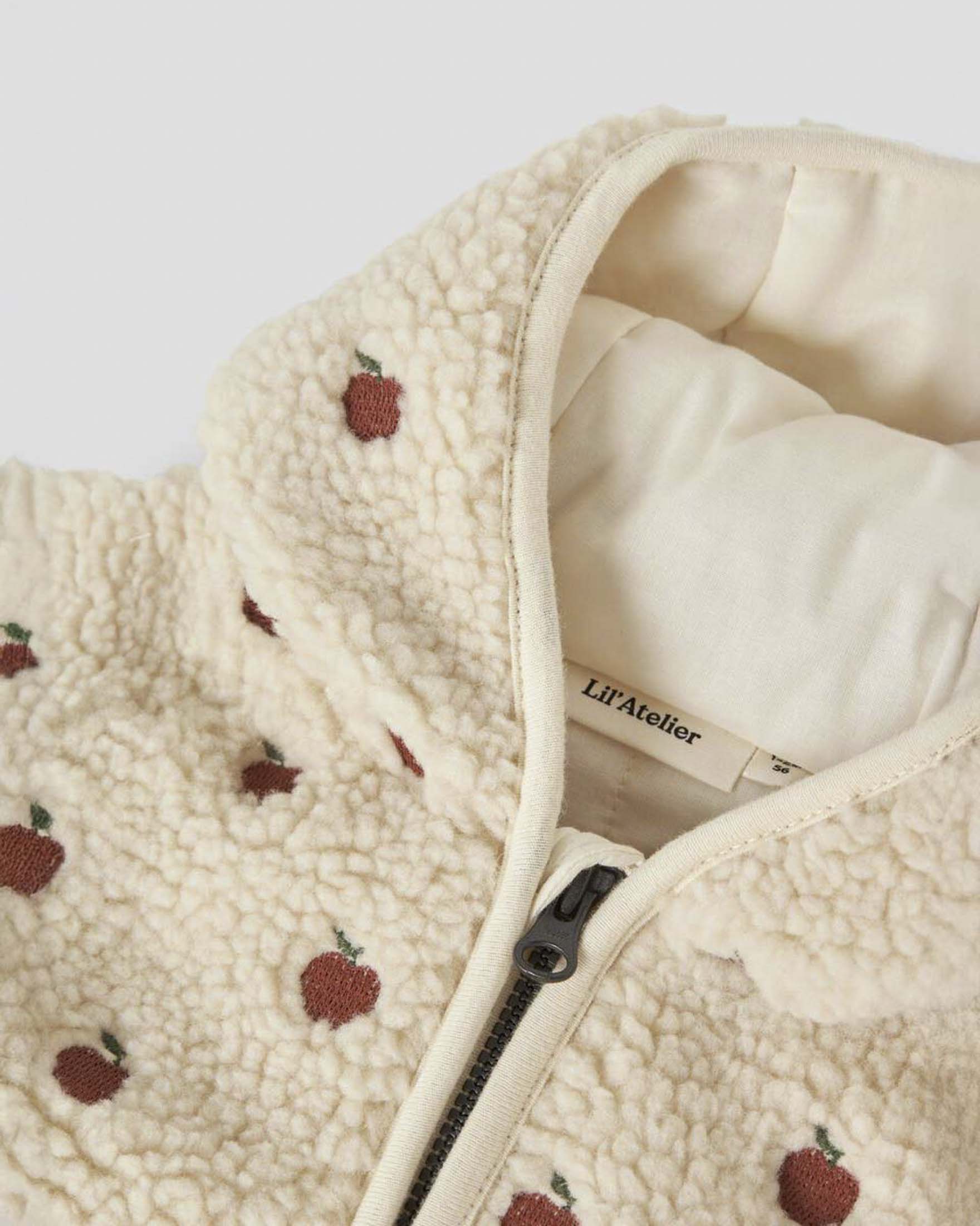 Giacca avorio Lil'Atelier teddy con fantasia mele