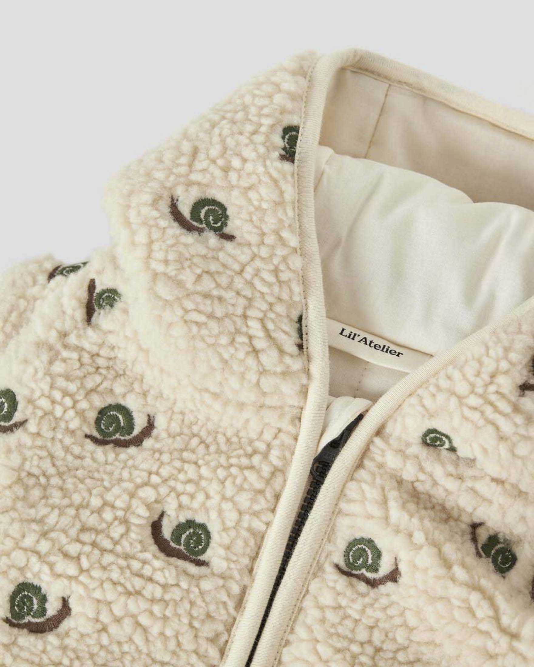 Giacca avorio Lil'Atelier teddy con fantasia chiocciole