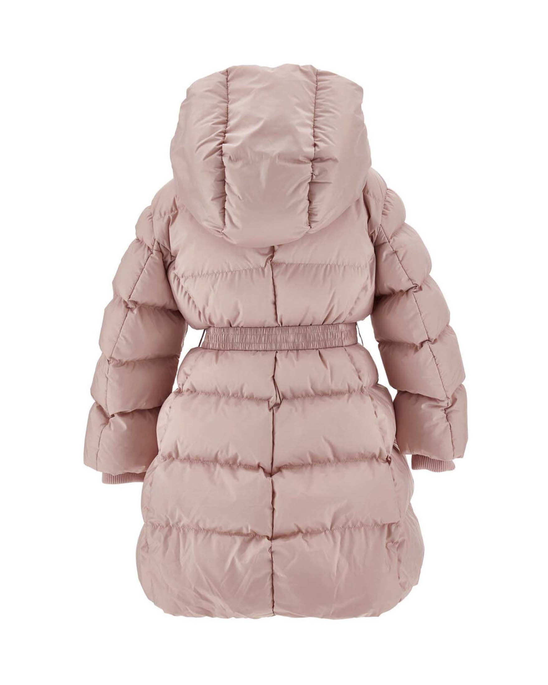 Piumino lungo Monnalisa rosa con cintura cuore