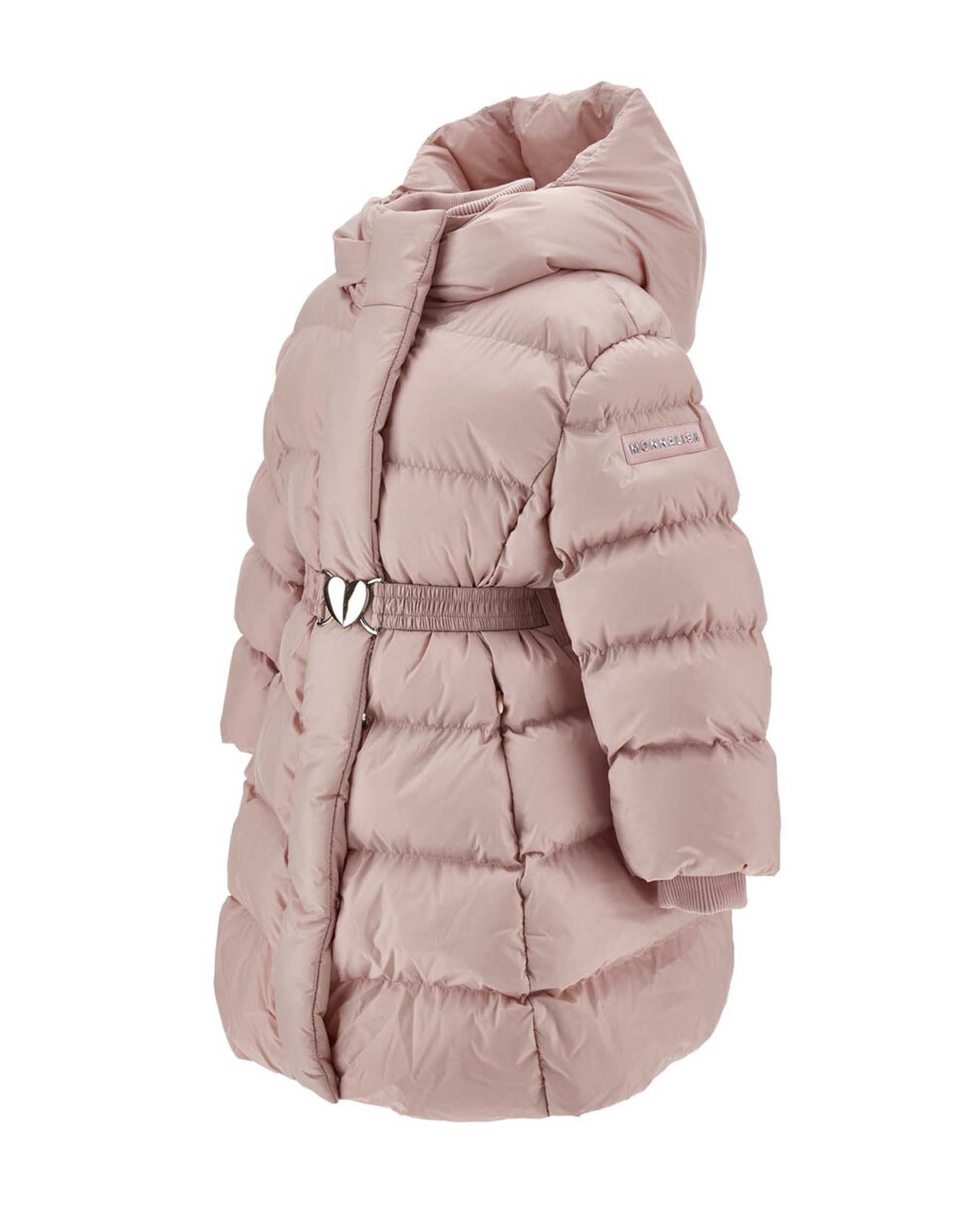 Piumino lungo Monnalisa rosa con cintura cuore