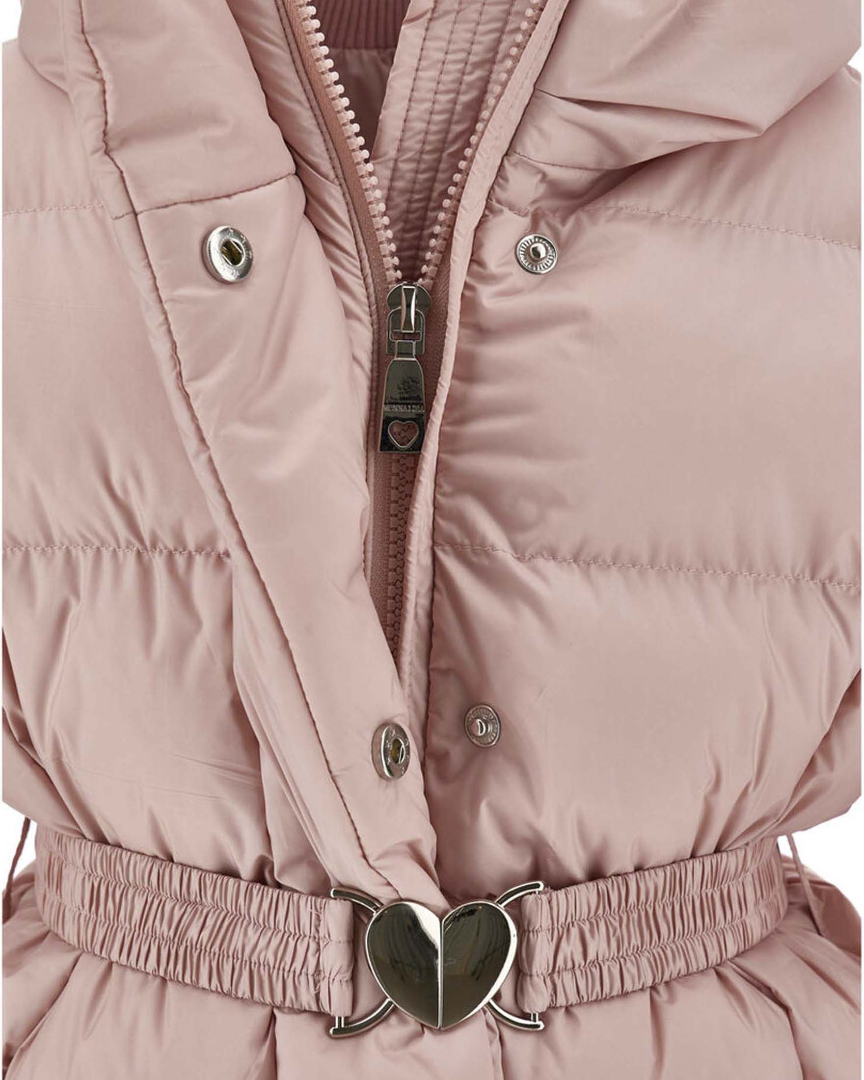 Piumino lungo Monnalisa rosa con cintura cuore