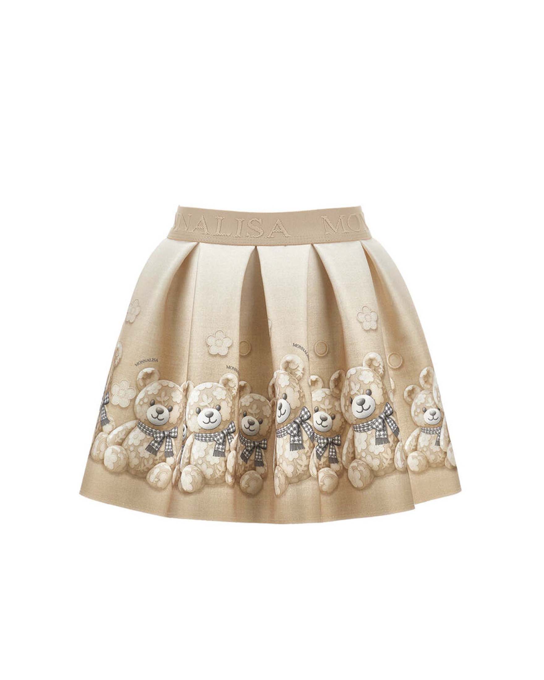 Gonna Monnalisa in neoprene beige con orsetti