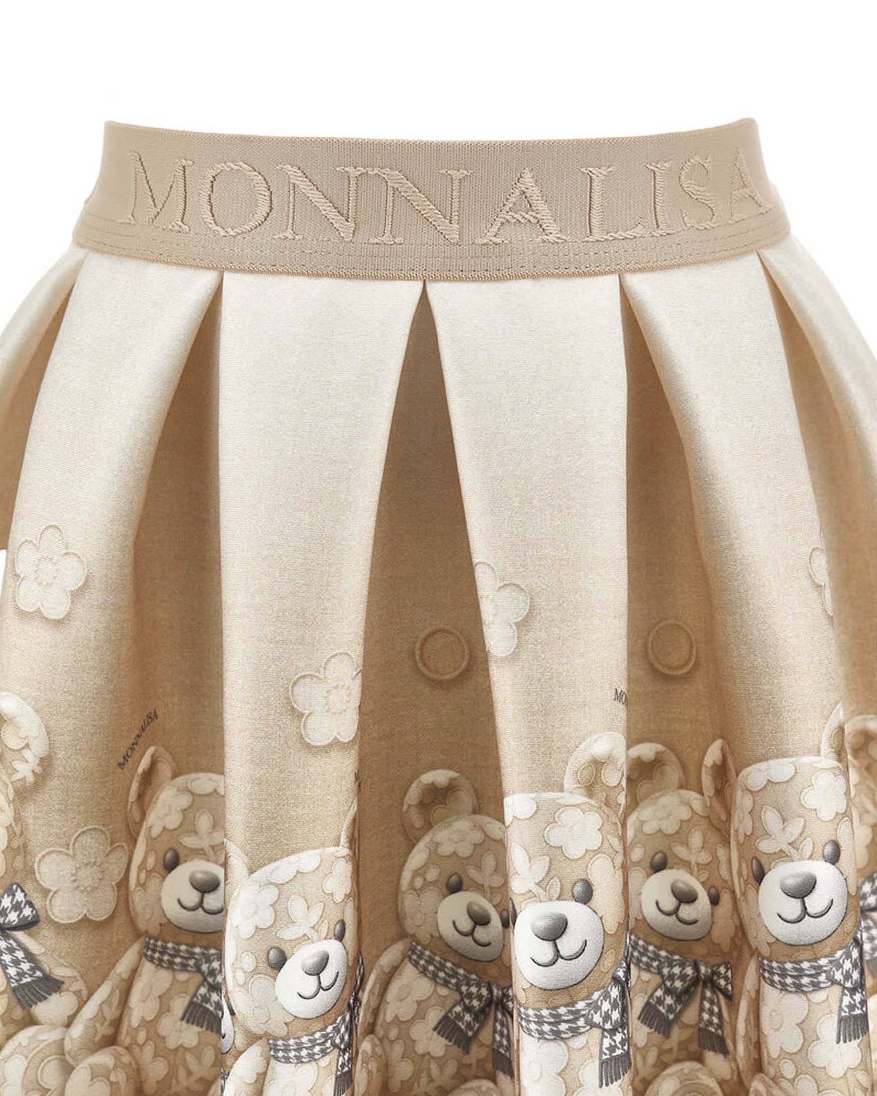 Gonna Monnalisa in neoprene beige con orsetti