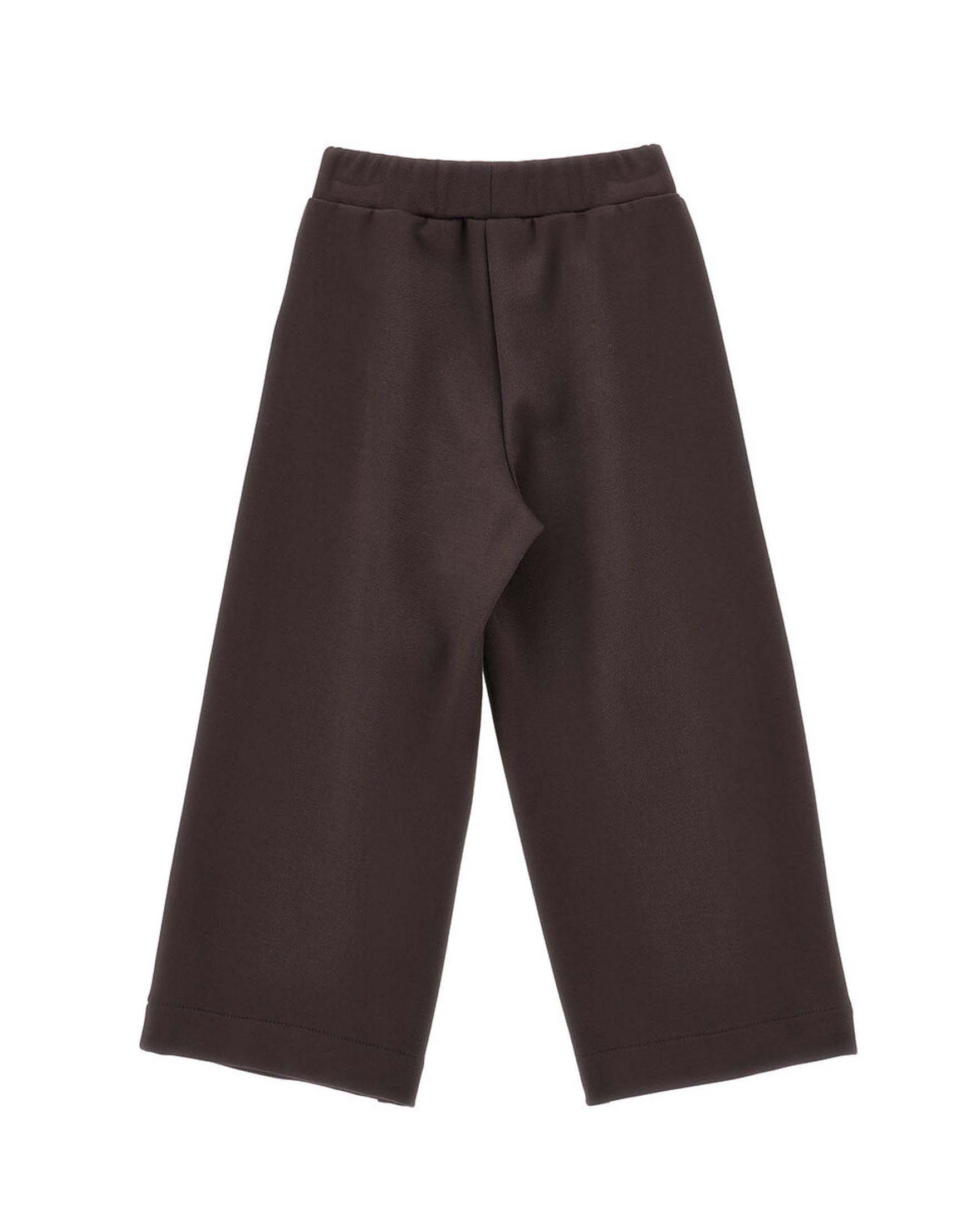 Pantalone palazzo Monnalisa in misto viscosa marrone con pinces