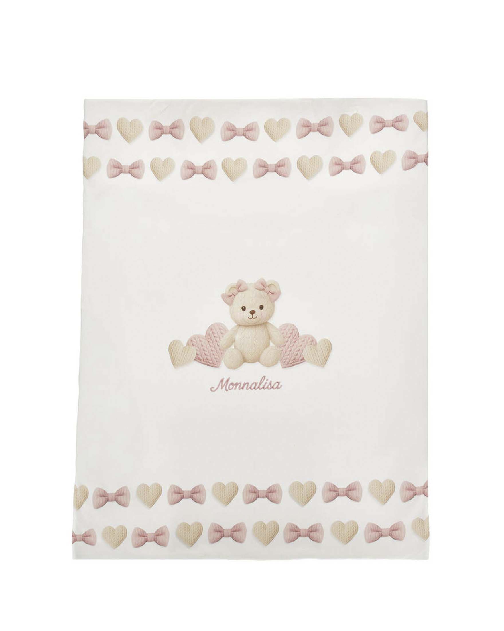 Copertina double face Monnalisa in misto bambù avorio e rosa con orsetta image