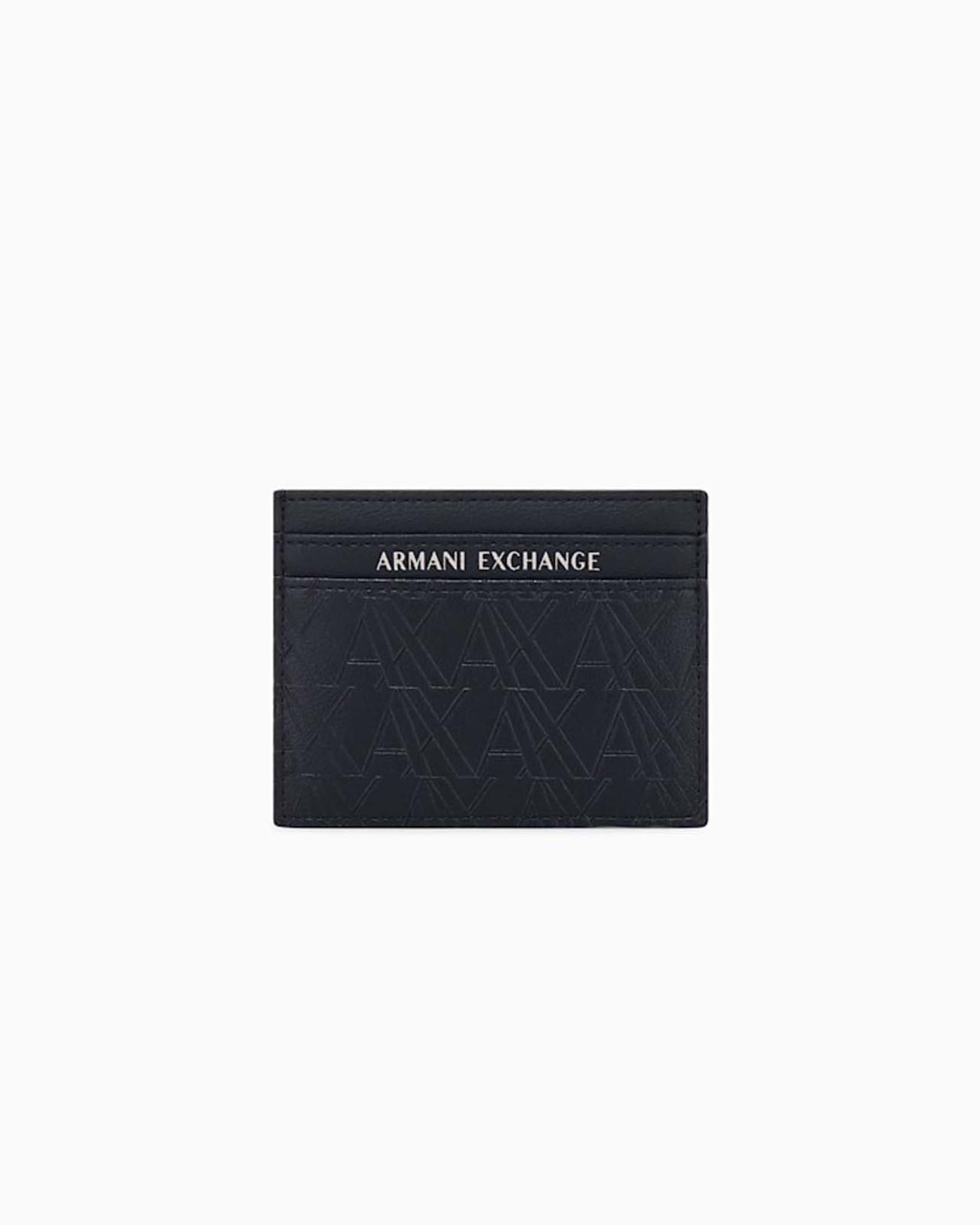 Portacarte Armani Exchange nero in similpelle con logo impresso
